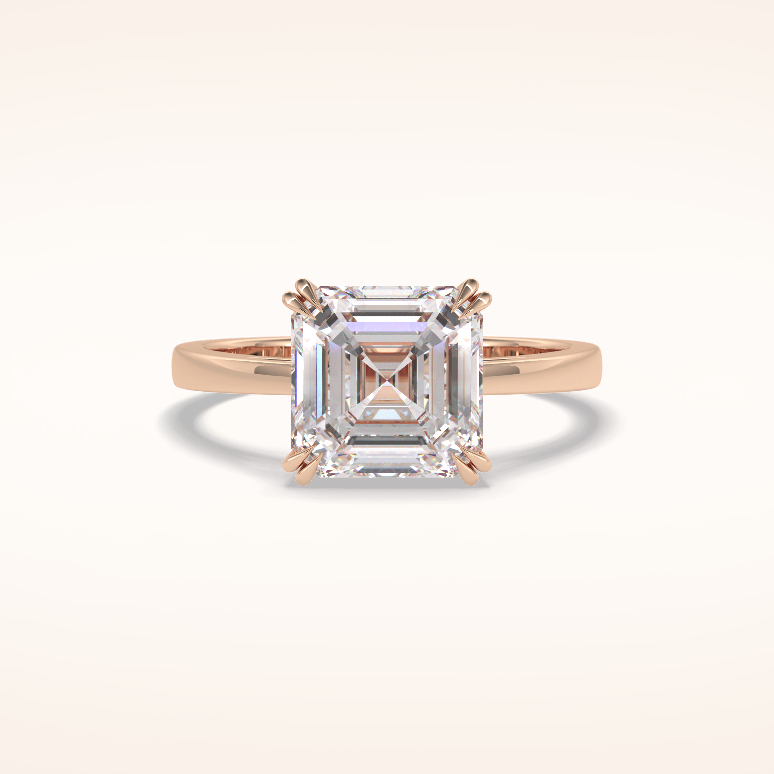 3.03 CT Asscher Shaped Solitaire Moissanite Engagement Ring