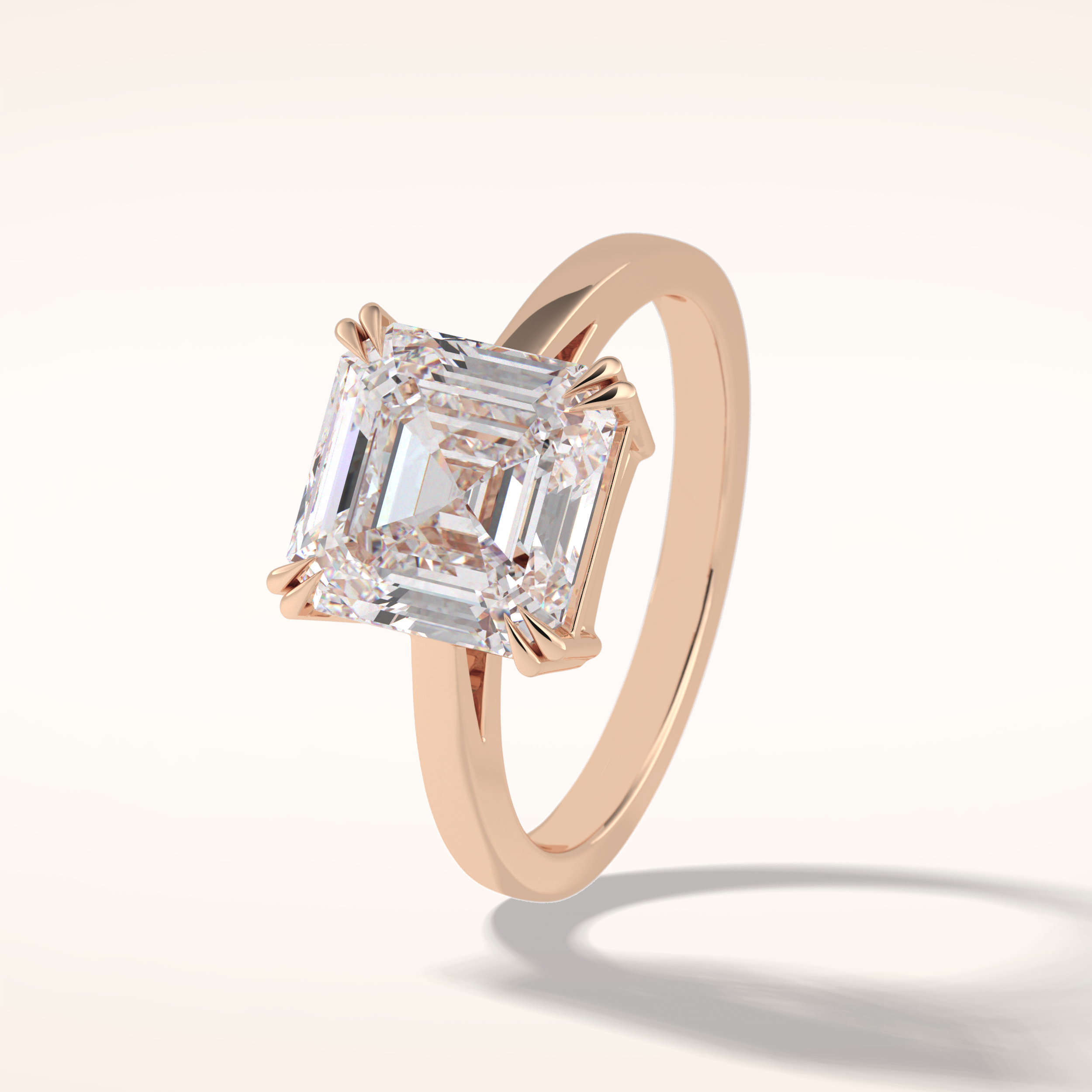 3.03 CT Asscher Shaped Solitaire Moissanite Engagement Ring