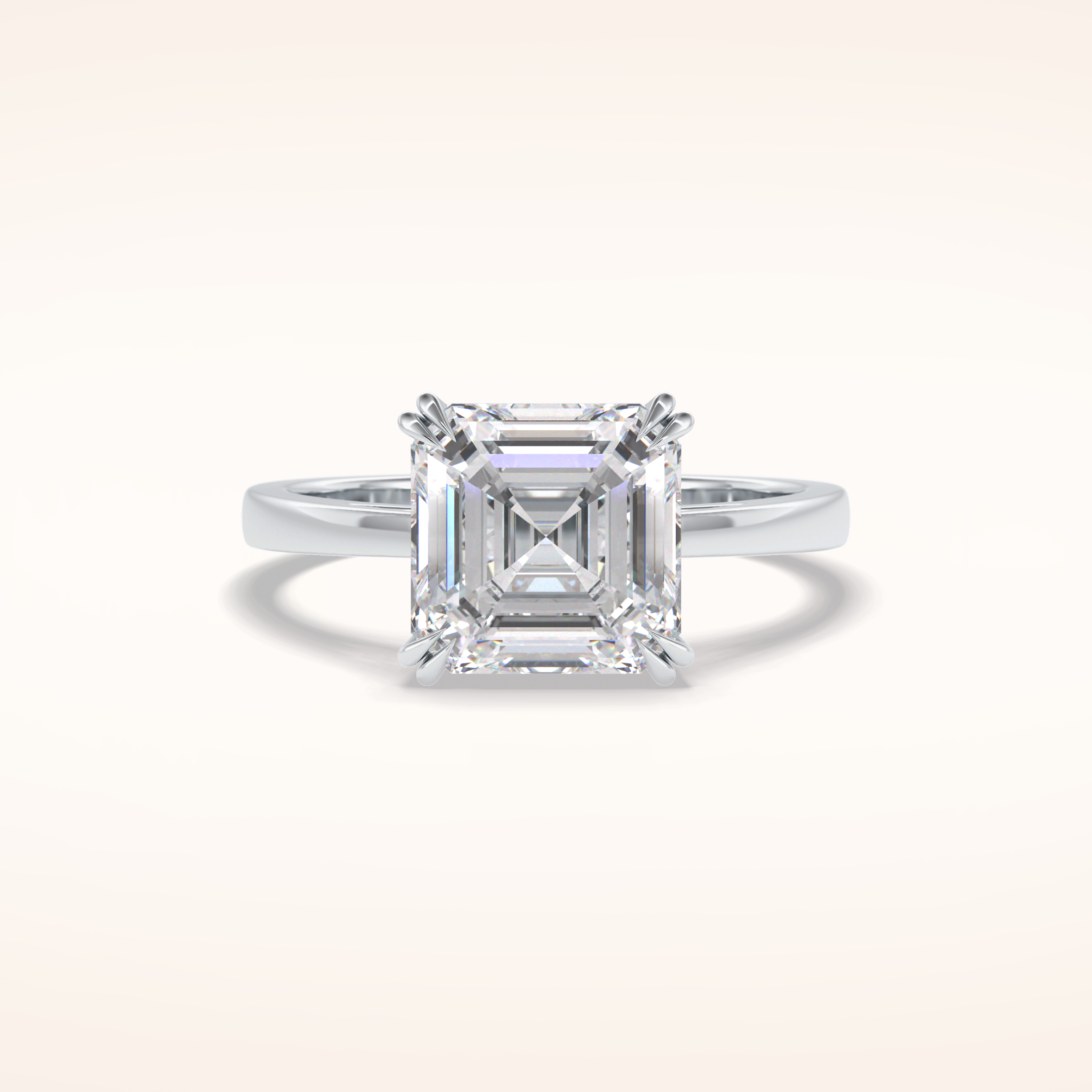 3.03 CT Asscher Shaped Solitaire Moissanite Engagement Ring