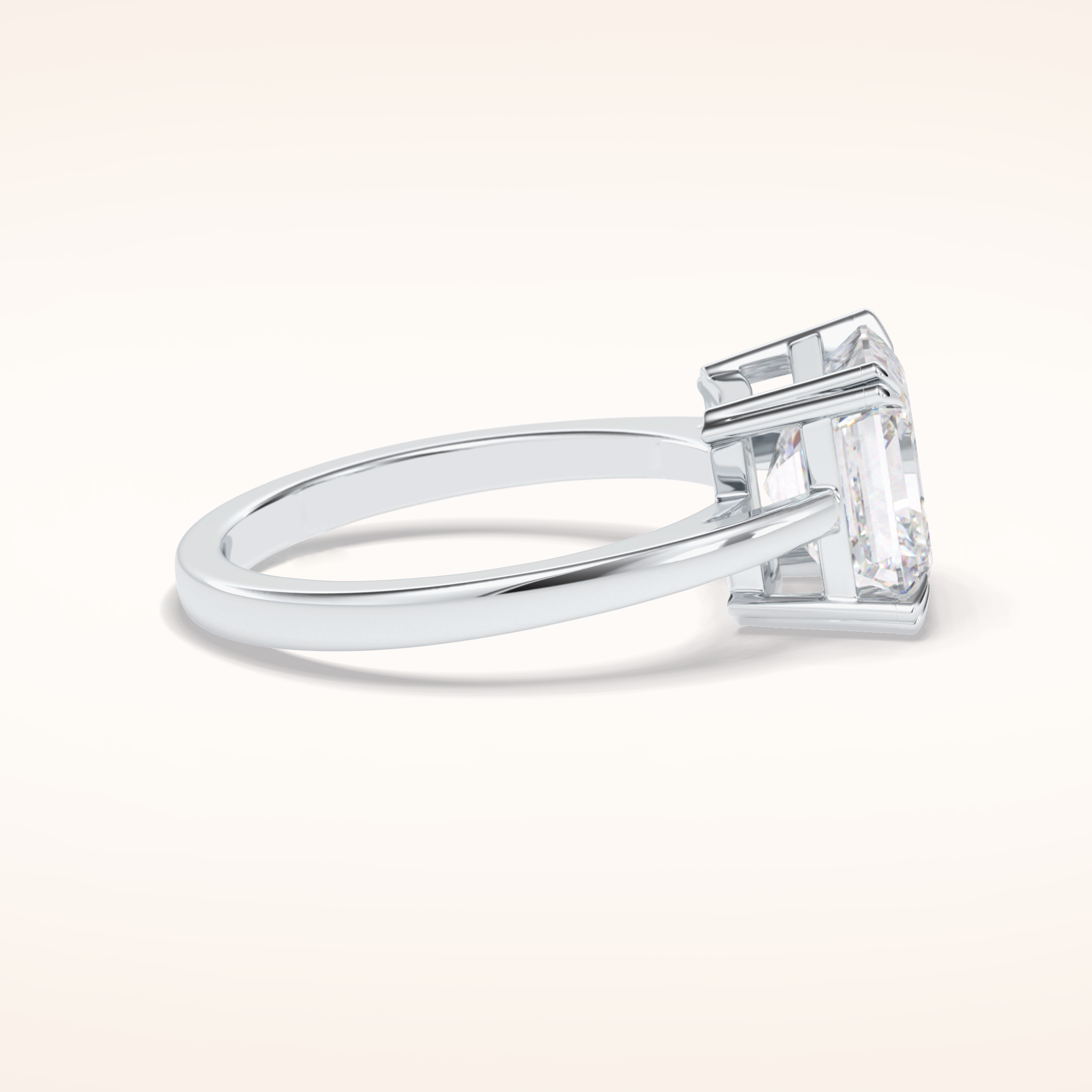 3.03 CT Asscher Shaped Solitaire Moissanite Engagement Ring