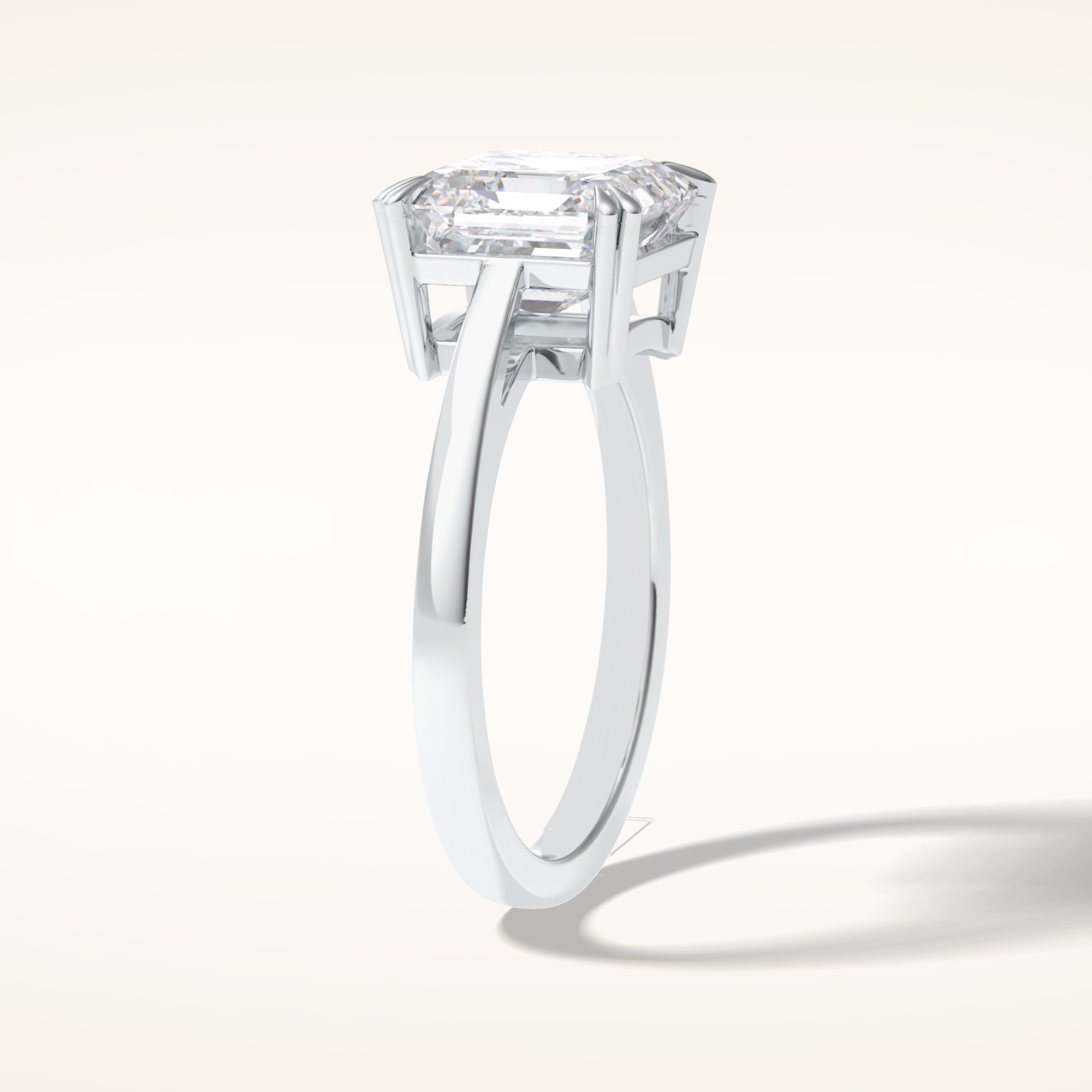 3.03 CT Asscher Shaped Solitaire Moissanite Engagement Ring
