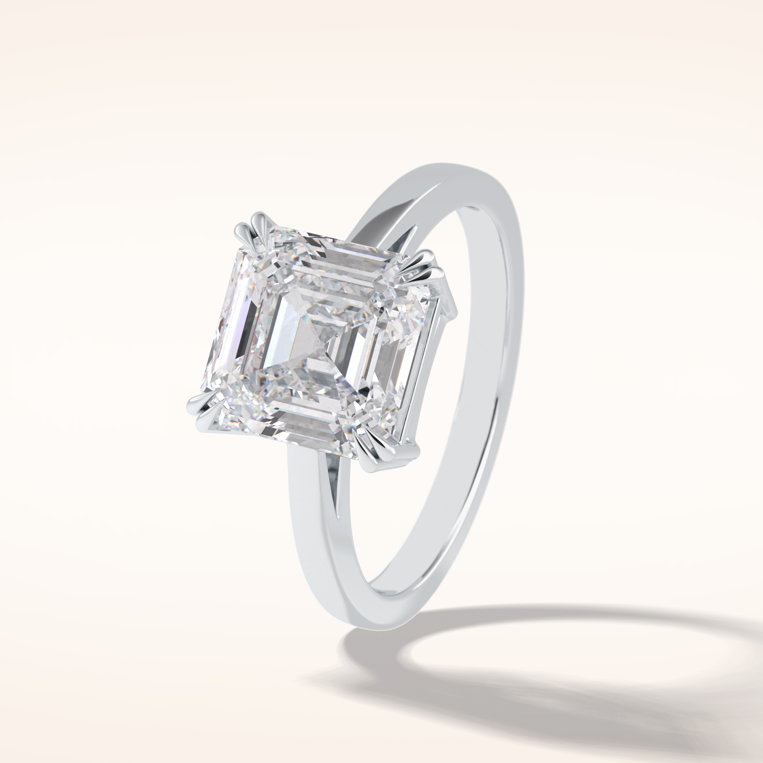 3.03 CT Asscher Shaped Solitaire Moissanite Engagement Ring