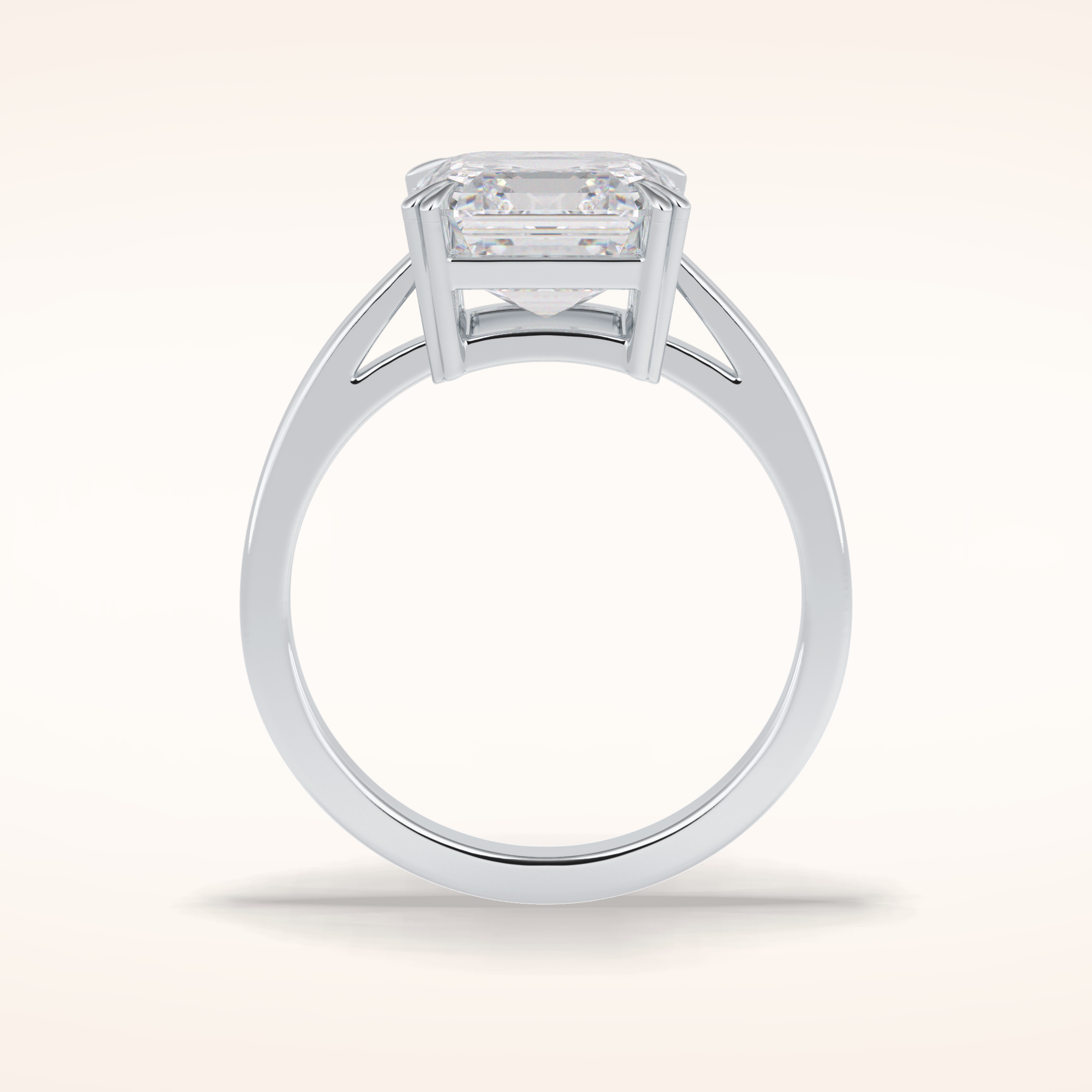 3.03 CT Asscher Shaped Solitaire Moissanite Engagement Ring