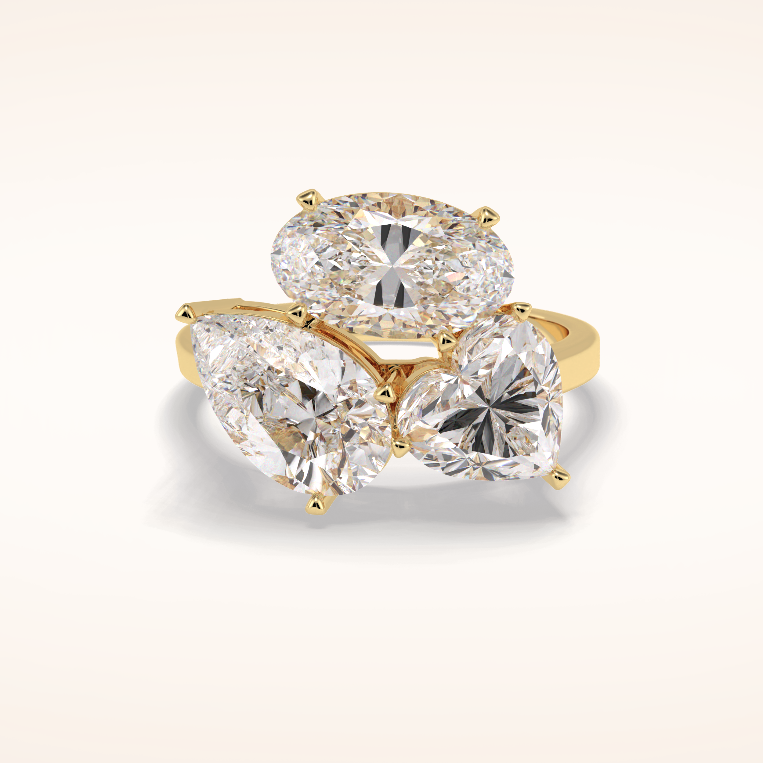 2.01 CT Oval Shaped Three Stone Moissanite Engagement Ring