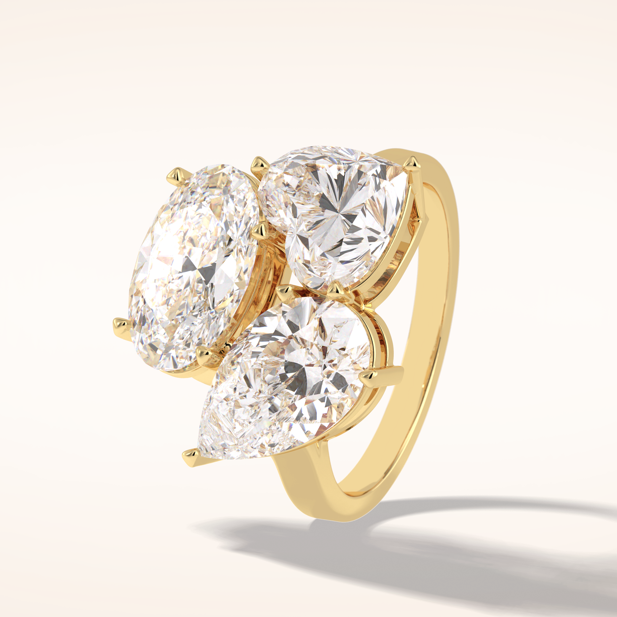 2.01 CT Oval Shaped Three Stone Moissanite Engagement Ring