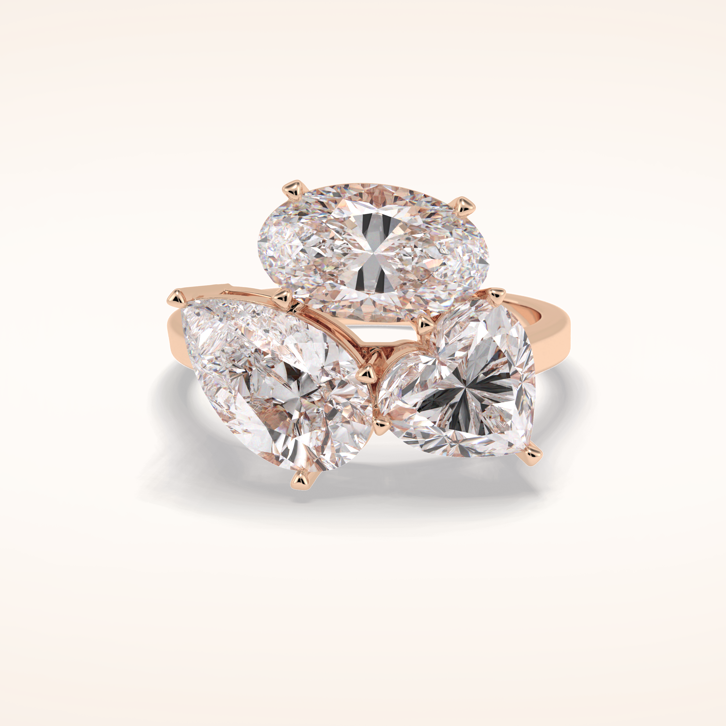 2.01 CT Oval Shaped Three Stone Moissanite Engagement Ring