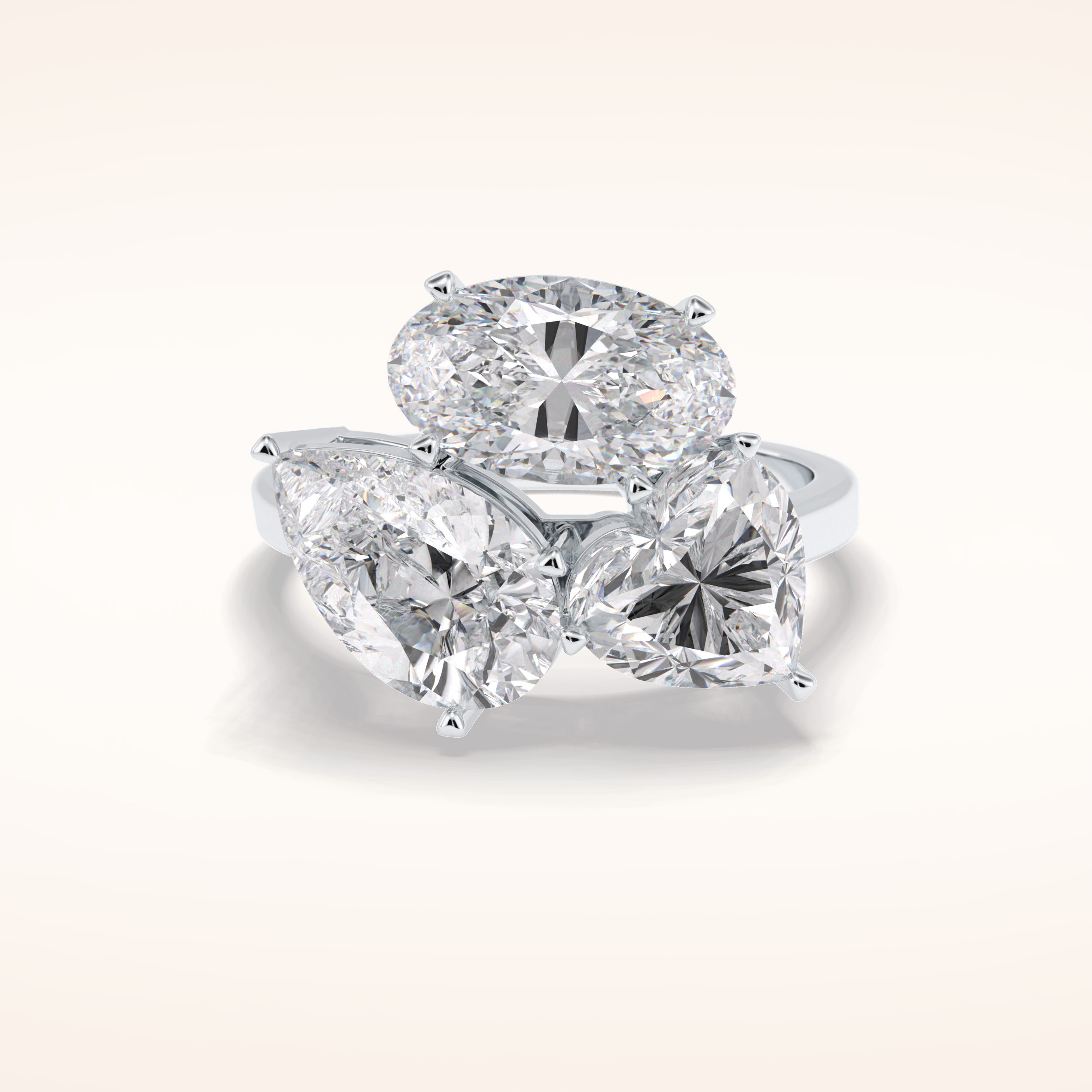 2.01 CT Oval Shaped Three Stone Moissanite Engagement Ring