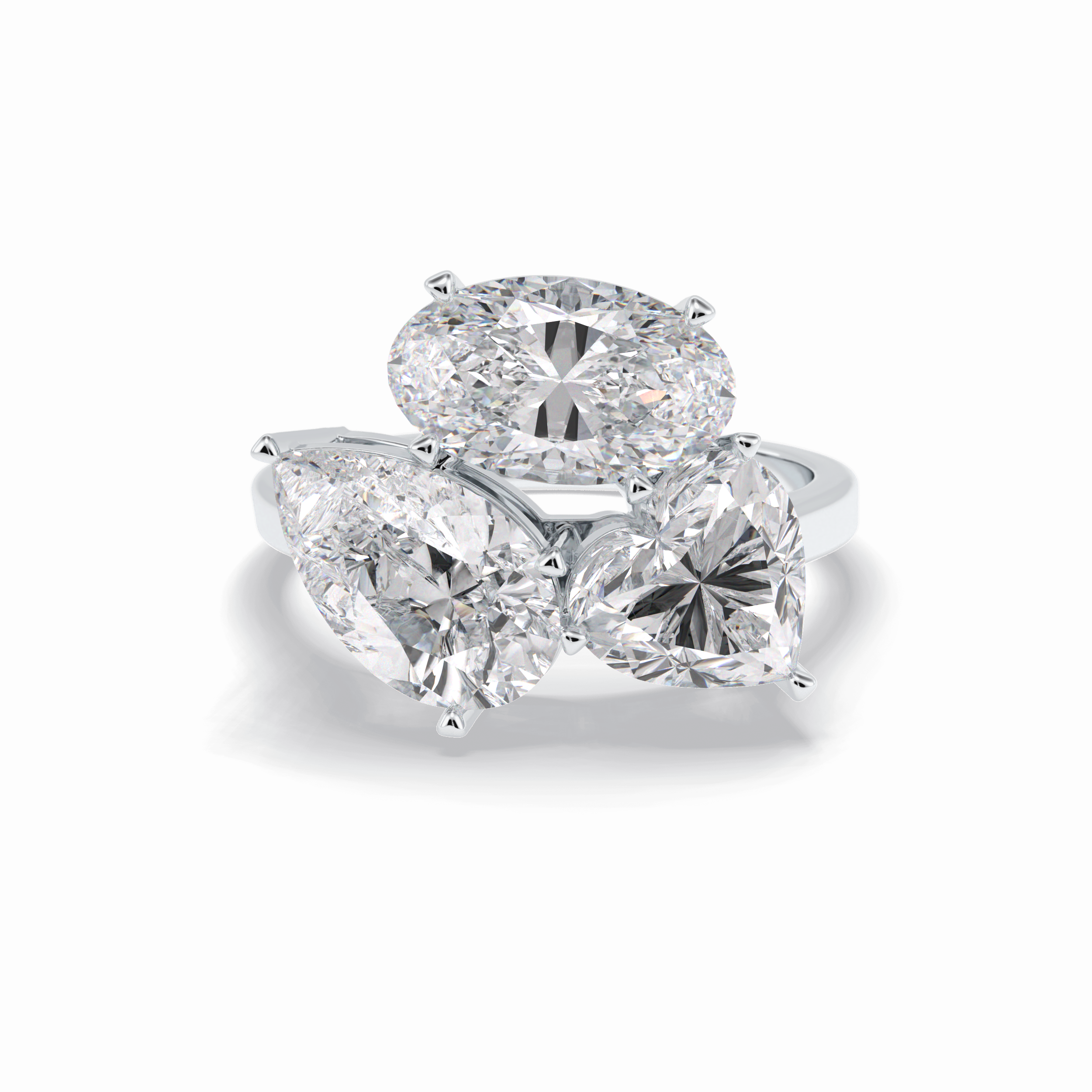 The Eternal Trio Ring – 6.00 TCW Oval & Pear Three-Stone Masterpiece