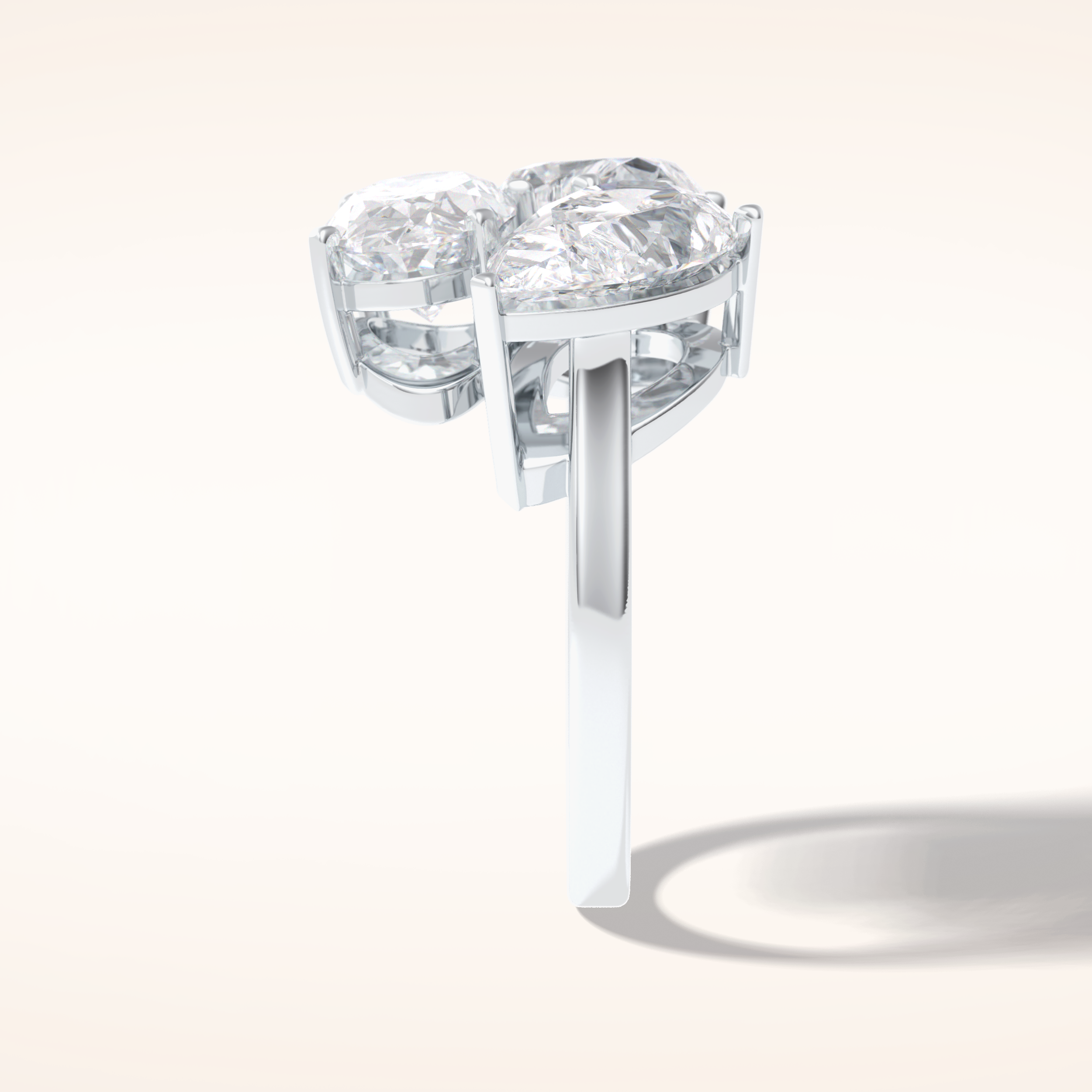 2.01 CT Oval Shaped Three Stone Moissanite Engagement Ring