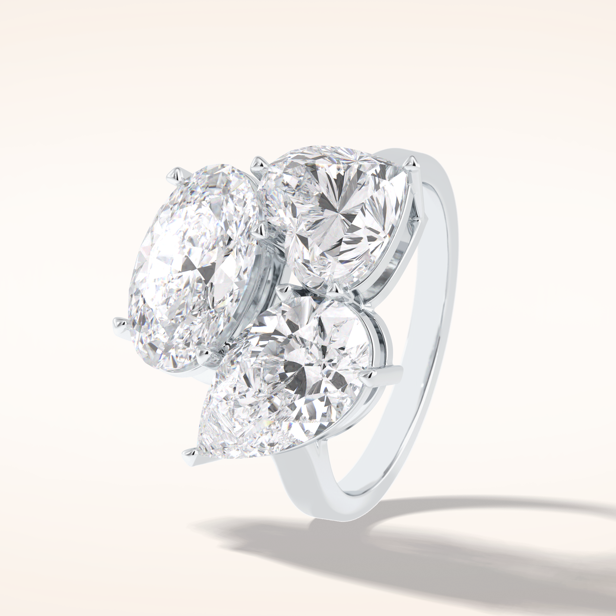 2.01 CT Oval Shaped Three Stone Moissanite Engagement Ring