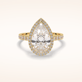 3.07 CT Pear Shaped Halo & Pave Moissanite Engagement Ring