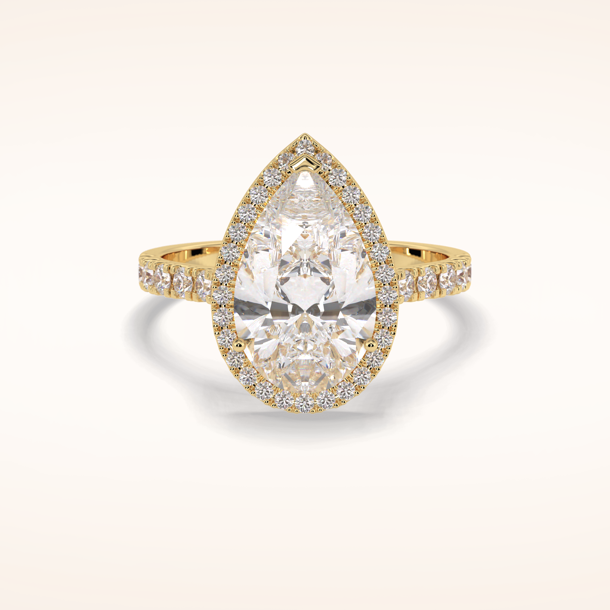 3.07 CT Pear Shaped Halo & Pave Moissanite Engagement Ring
