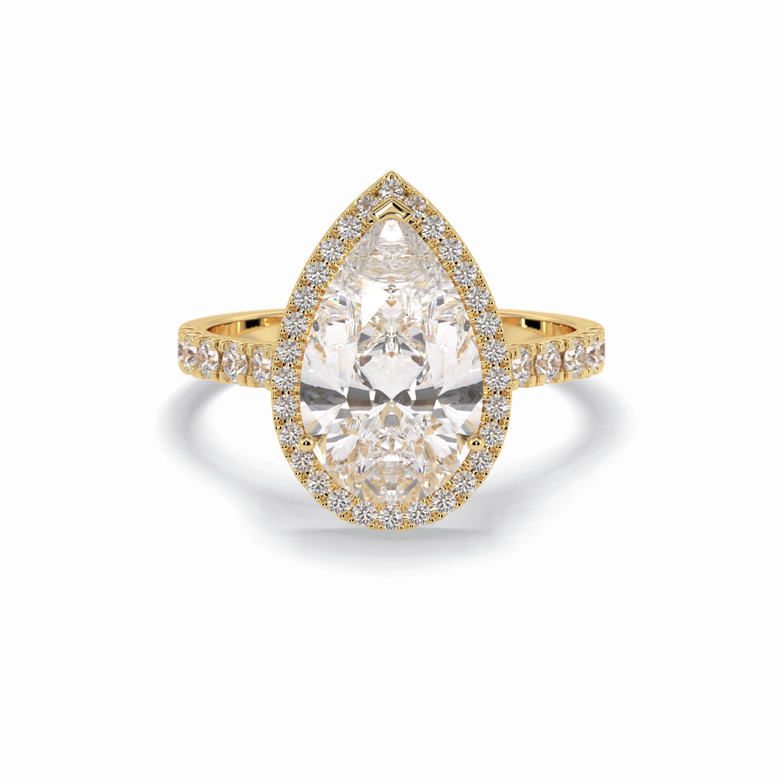 Pear Cut Halo & Pave Lab Grown Diamond Engagement Ring