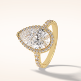 3.07 CT Pear Shaped Halo & Pave Moissanite Engagement Ring