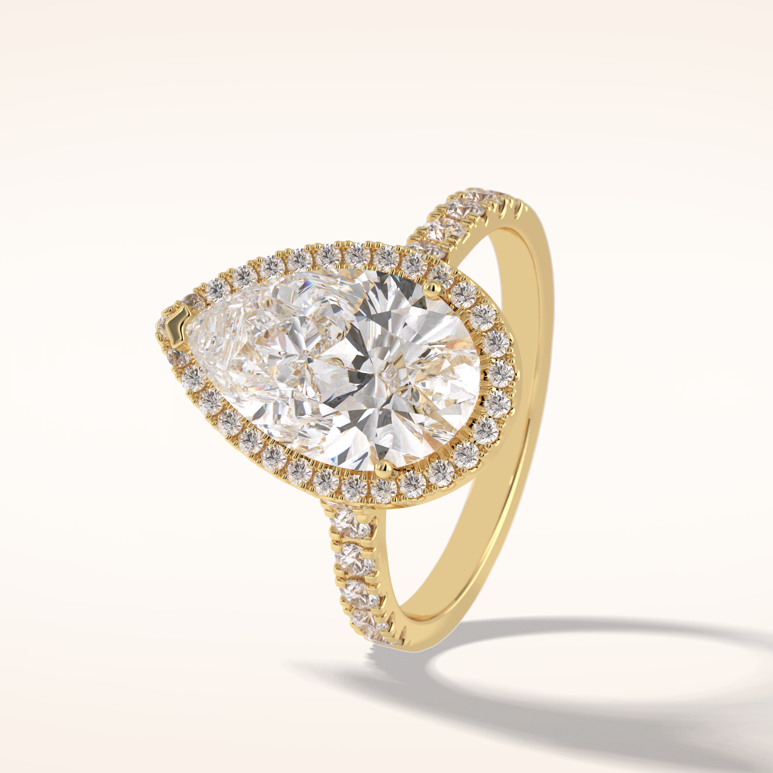 3.07 CT Pear Shaped Halo & Pave Moissanite Engagement Ring