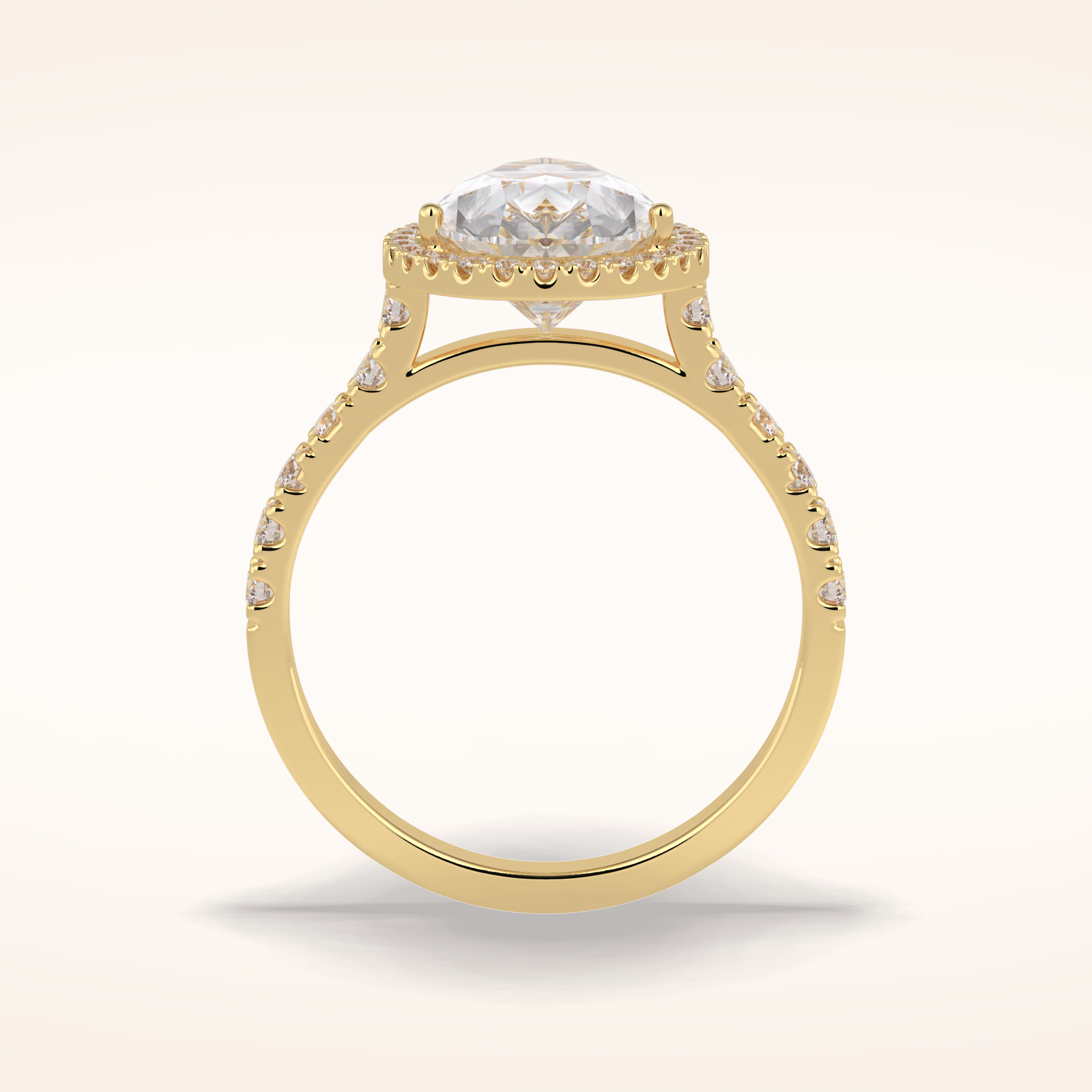 3.07 CT Pear Shaped Halo & Pave Moissanite Engagement Ring