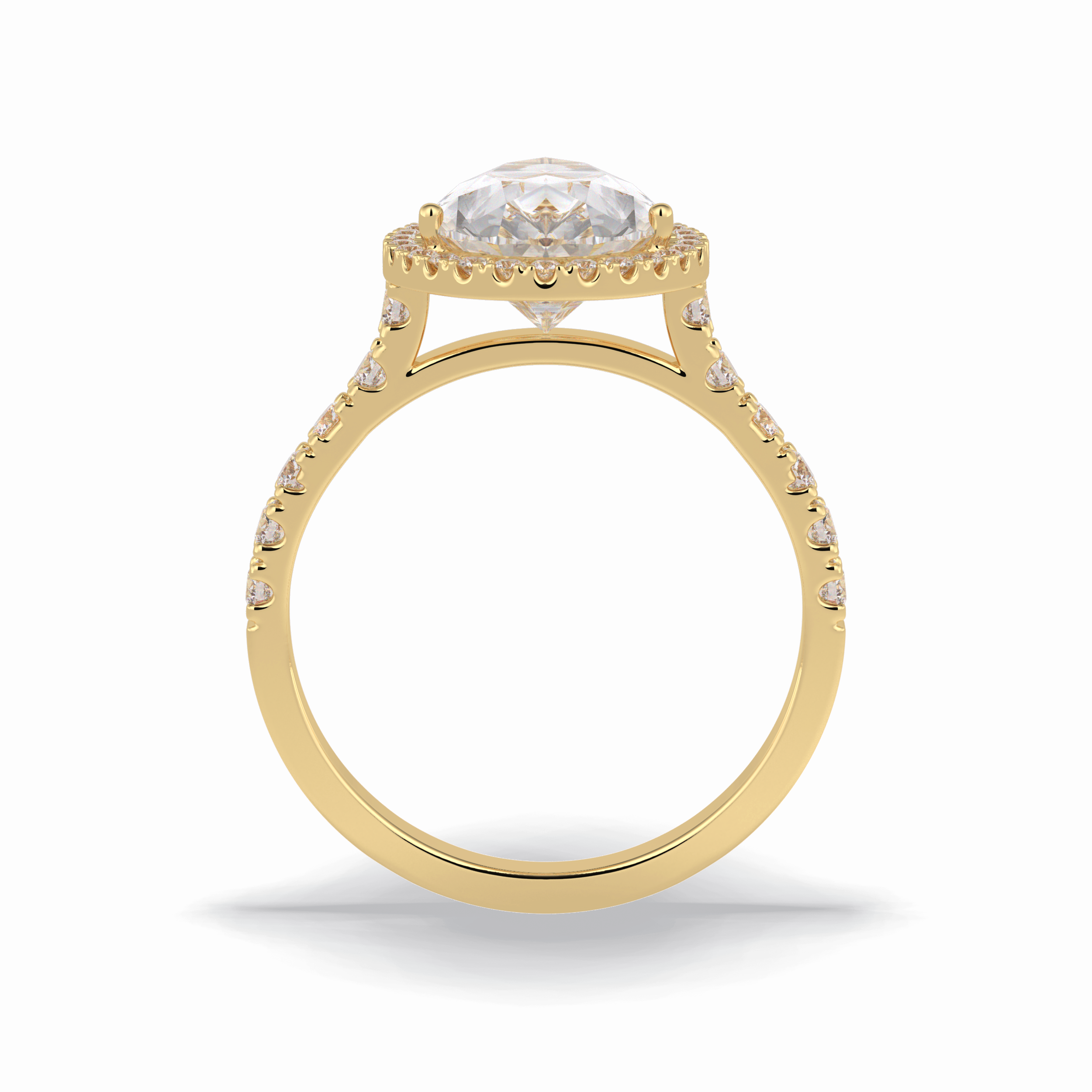 Pear Cut Halo & Pave Lab Grown Diamond Engagement Ring