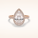 3.07 CT Pear Shaped Halo & Pave Moissanite Engagement Ring