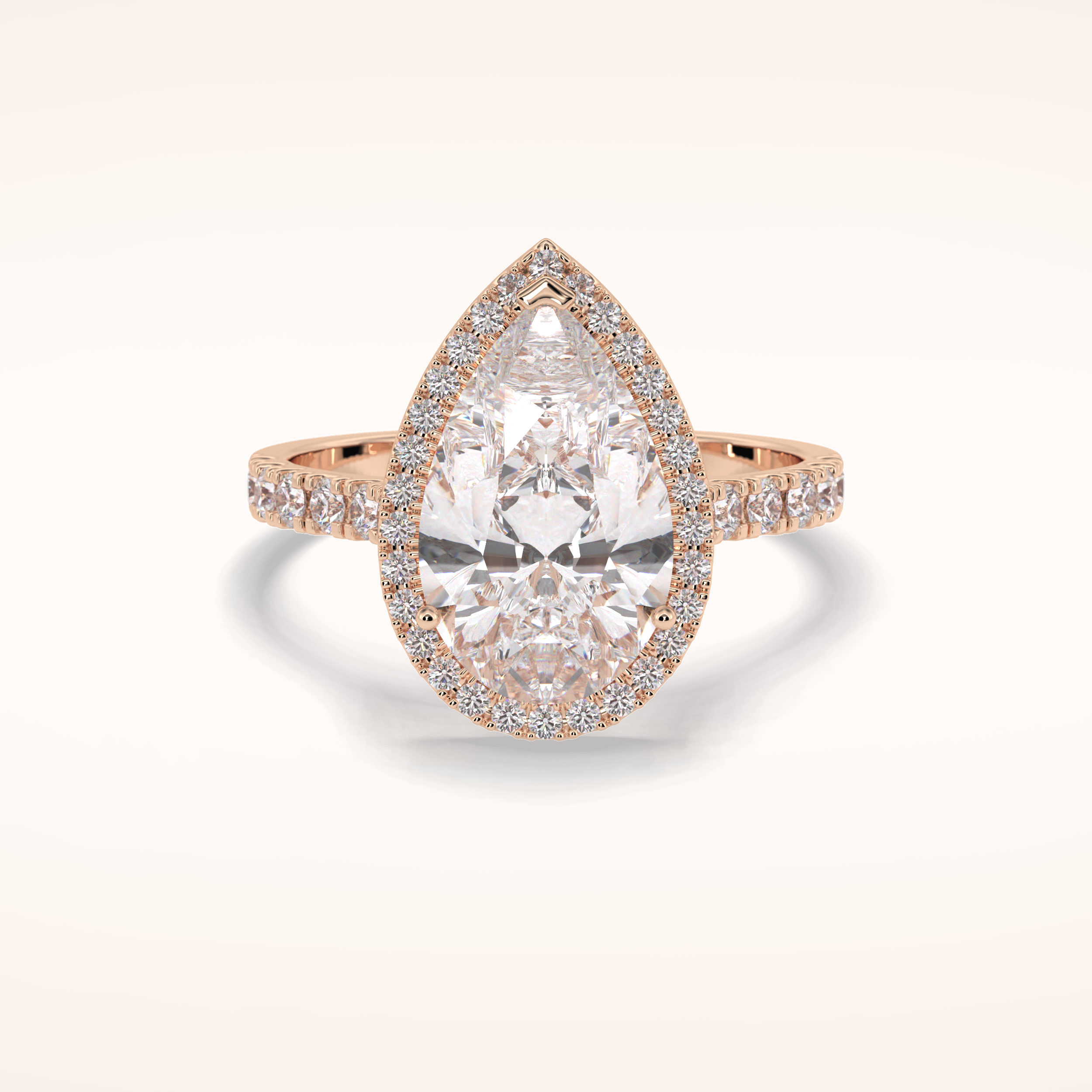 3.07 CT Pear Shaped Halo & Pave Moissanite Engagement Ring