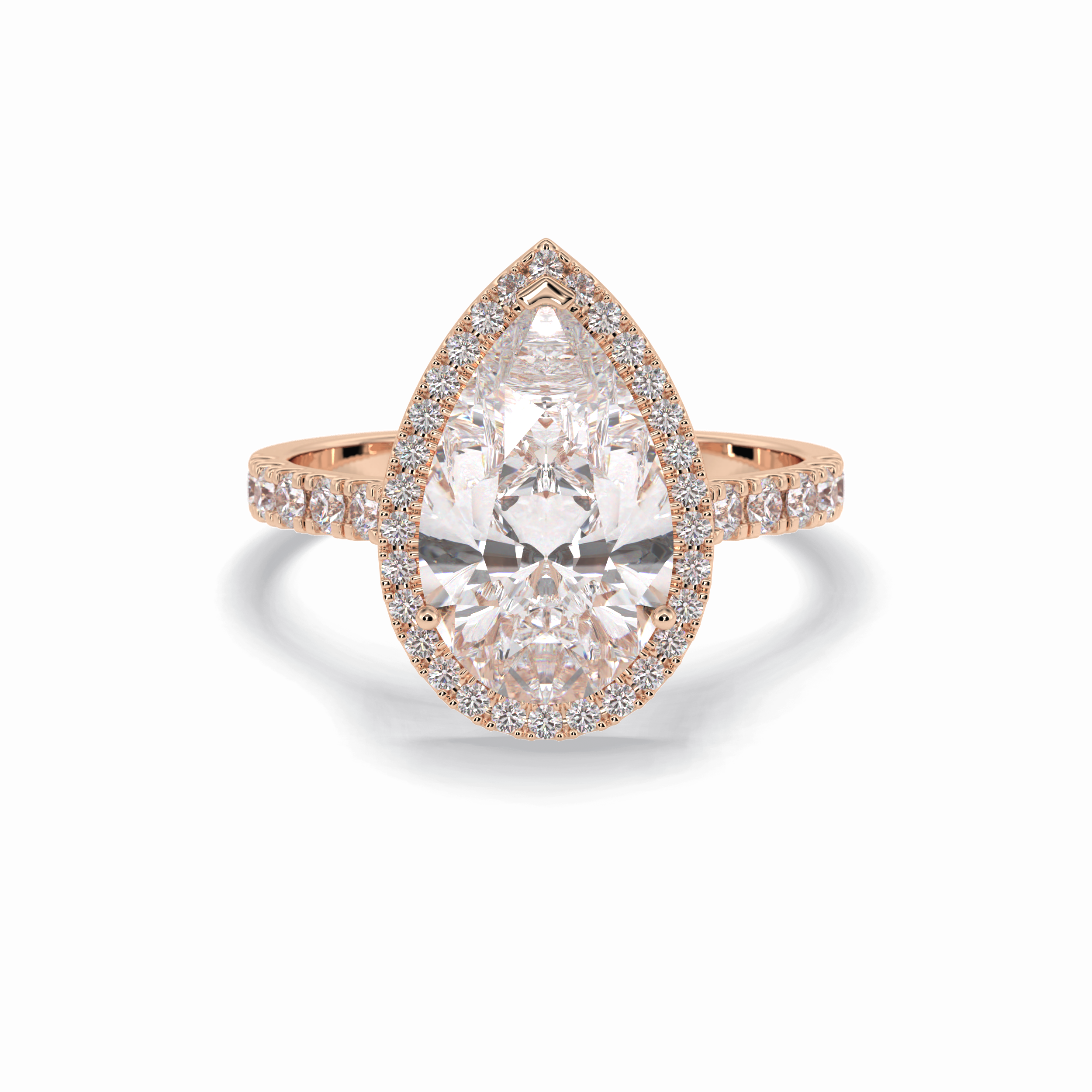 Pear Cut Halo & Pave Lab Grown Diamond Engagement Ring