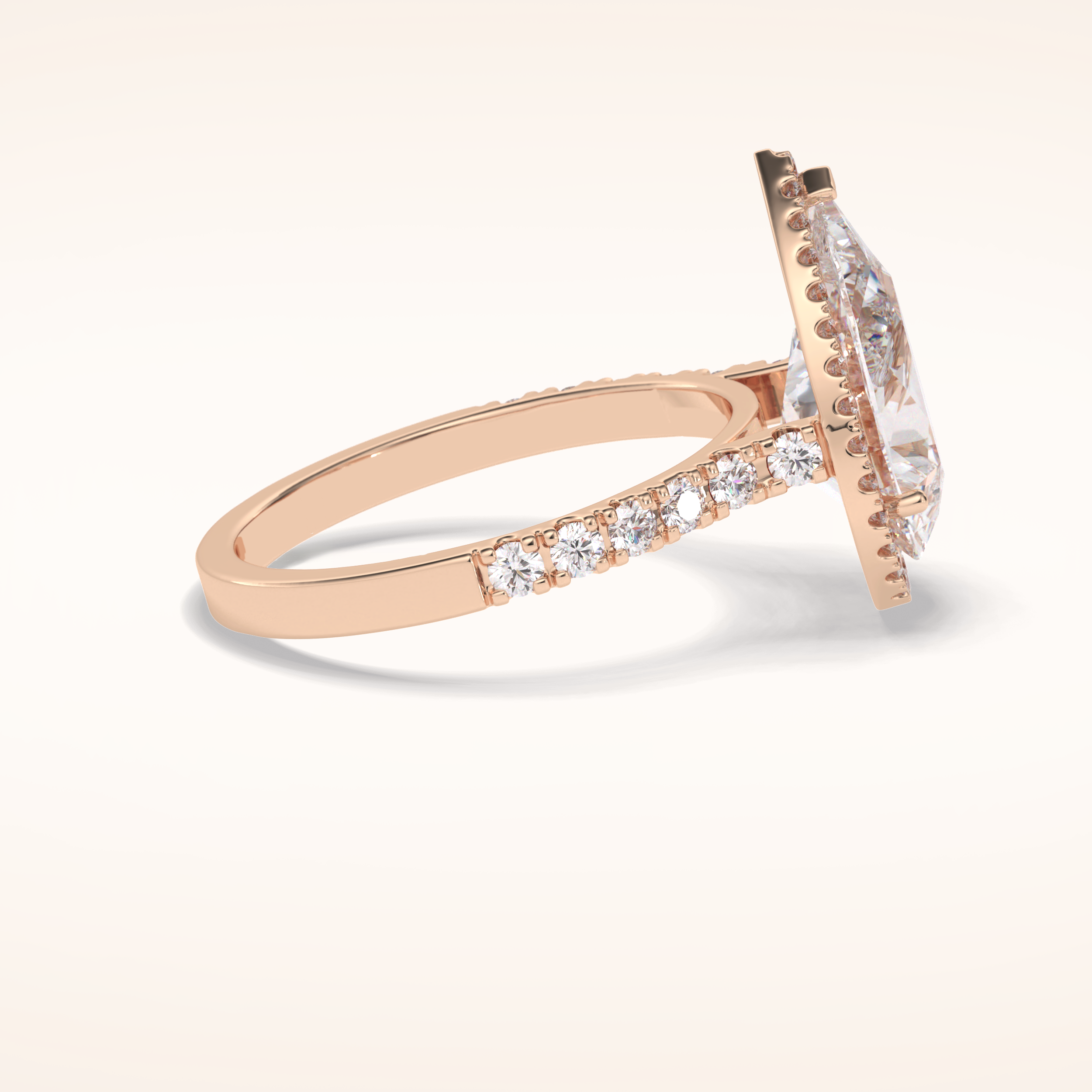 3.07 CT Pear Shaped Halo & Pave Moissanite Engagement Ring