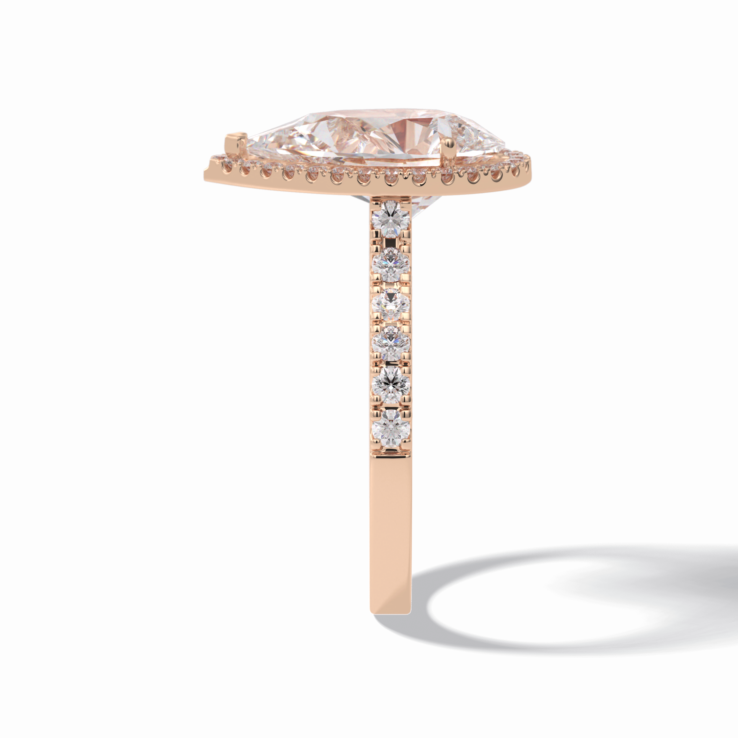Pear Cut Halo & Pave Lab Grown Diamond Engagement Ring
