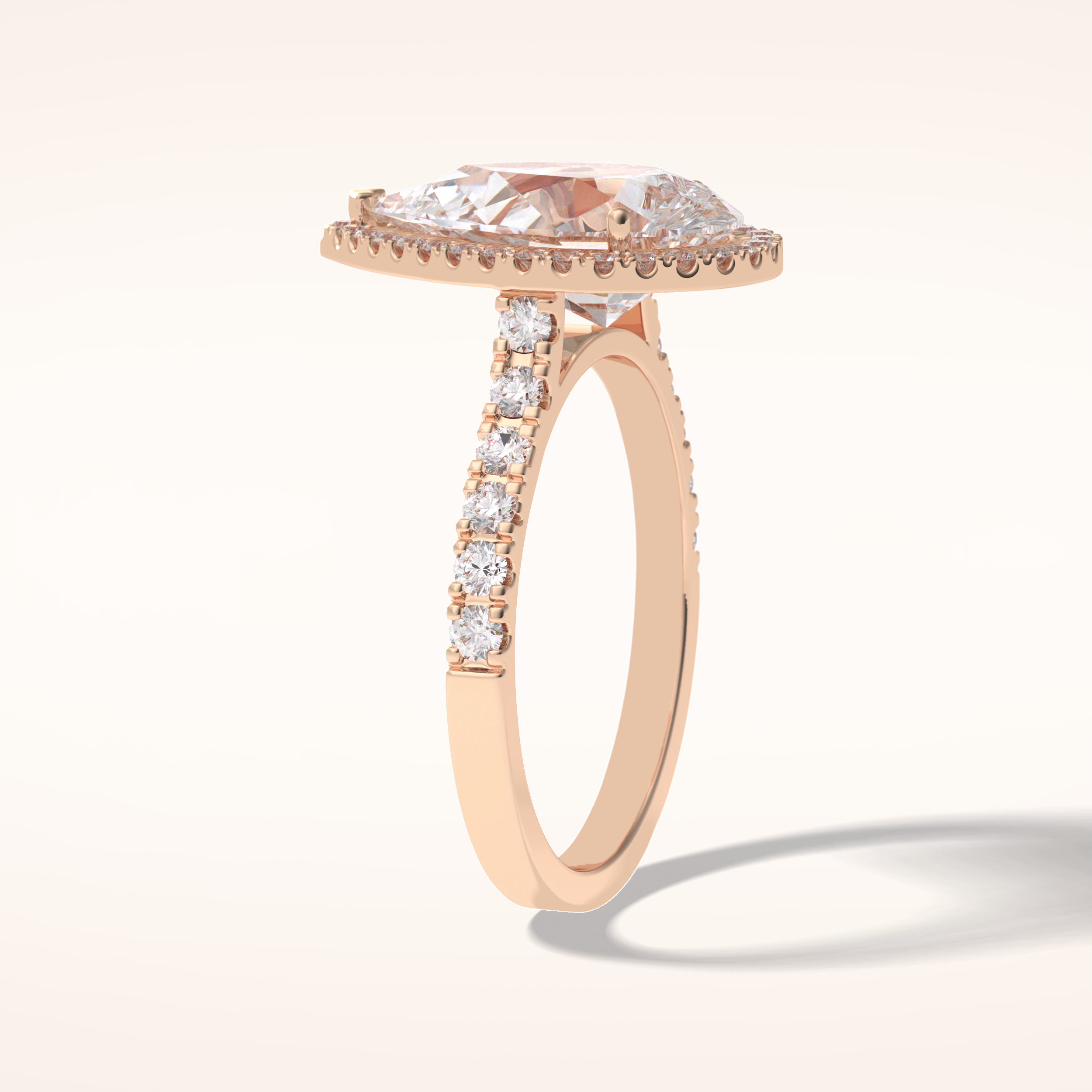 3.07 CT Pear Shaped Halo & Pave Moissanite Engagement Ring