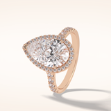 3.07 CT Pear Shaped Halo & Pave Moissanite Engagement Ring