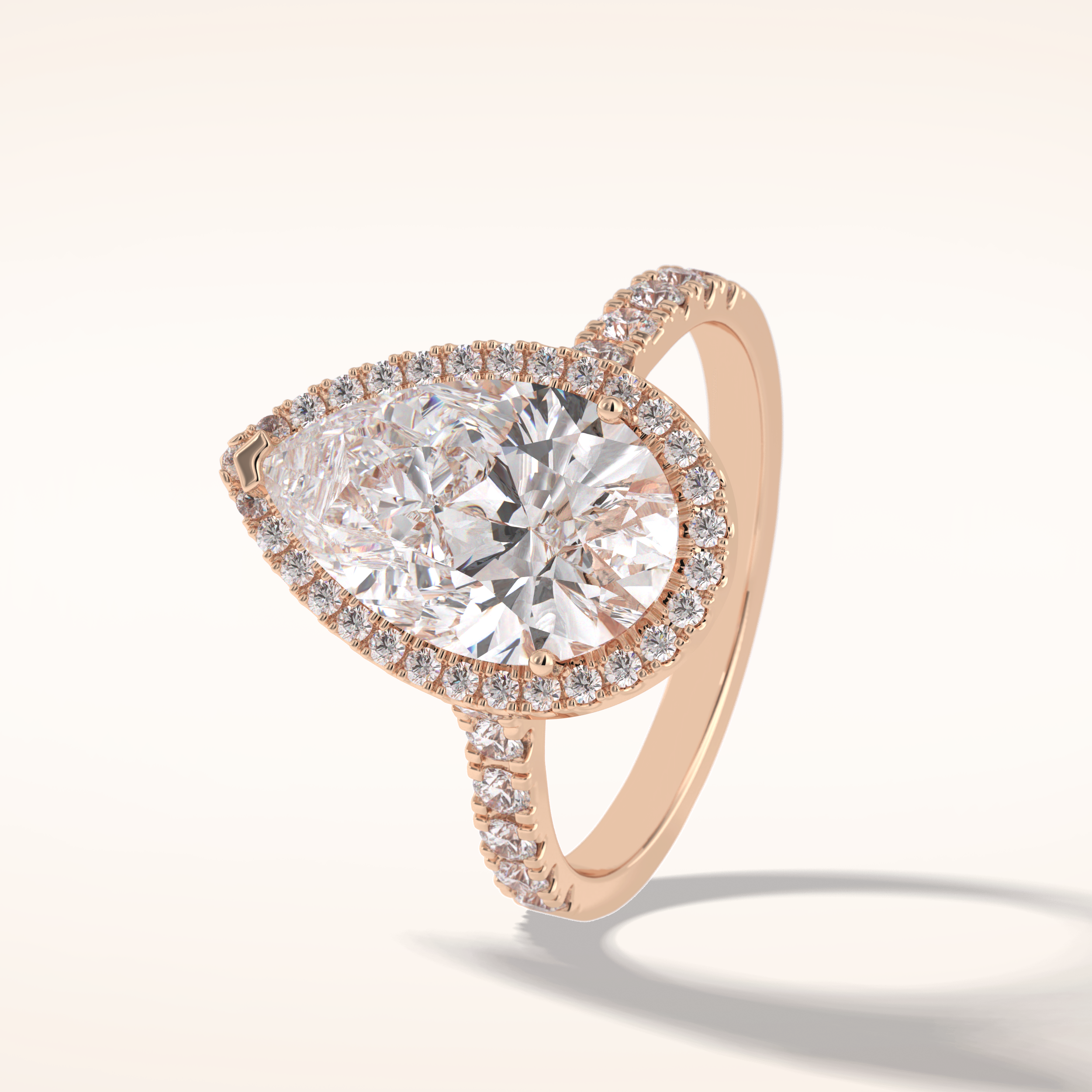 3.07 CT Pear Shaped Halo & Pave Moissanite Engagement Ring