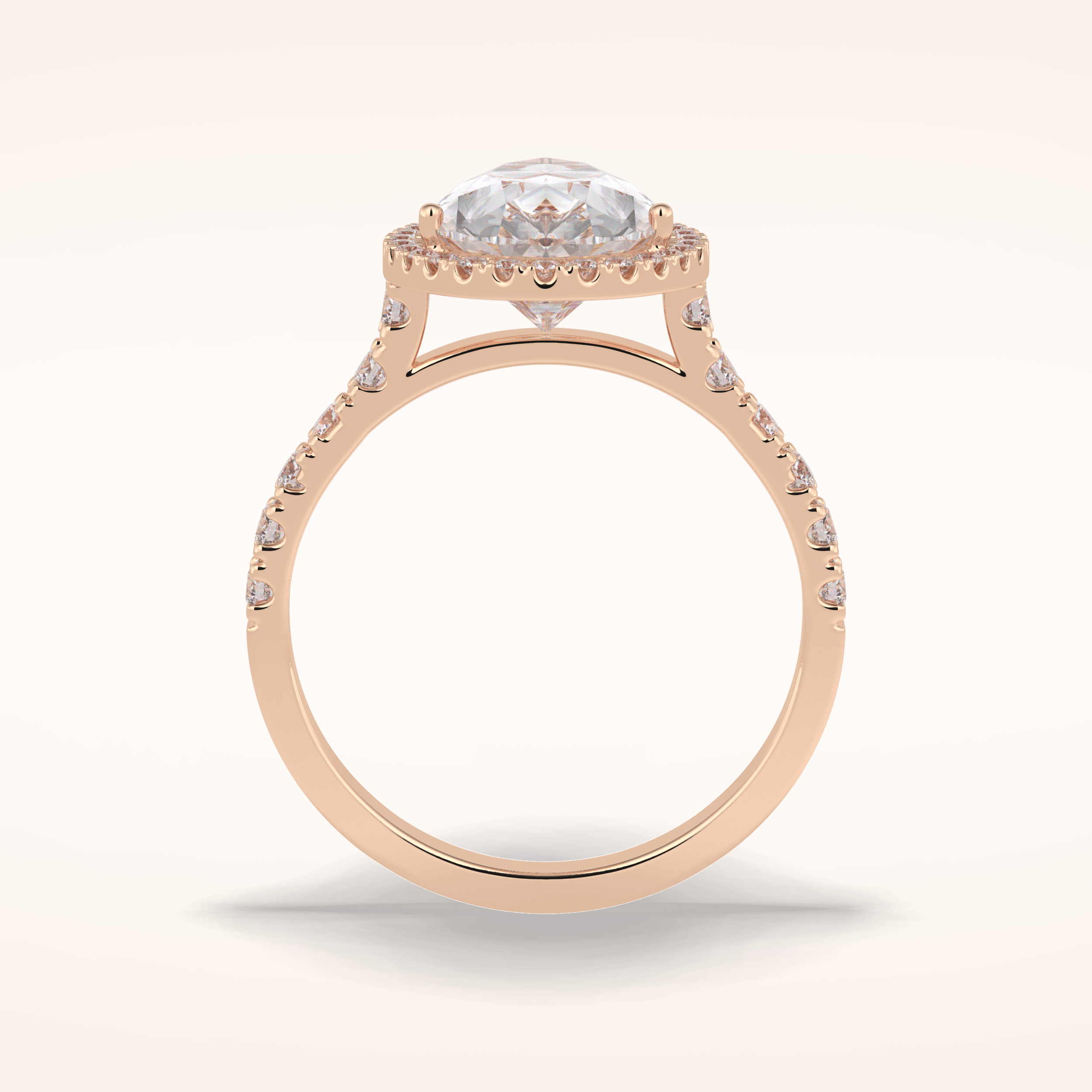 3.07 CT Pear Shaped Halo & Pave Moissanite Engagement Ring