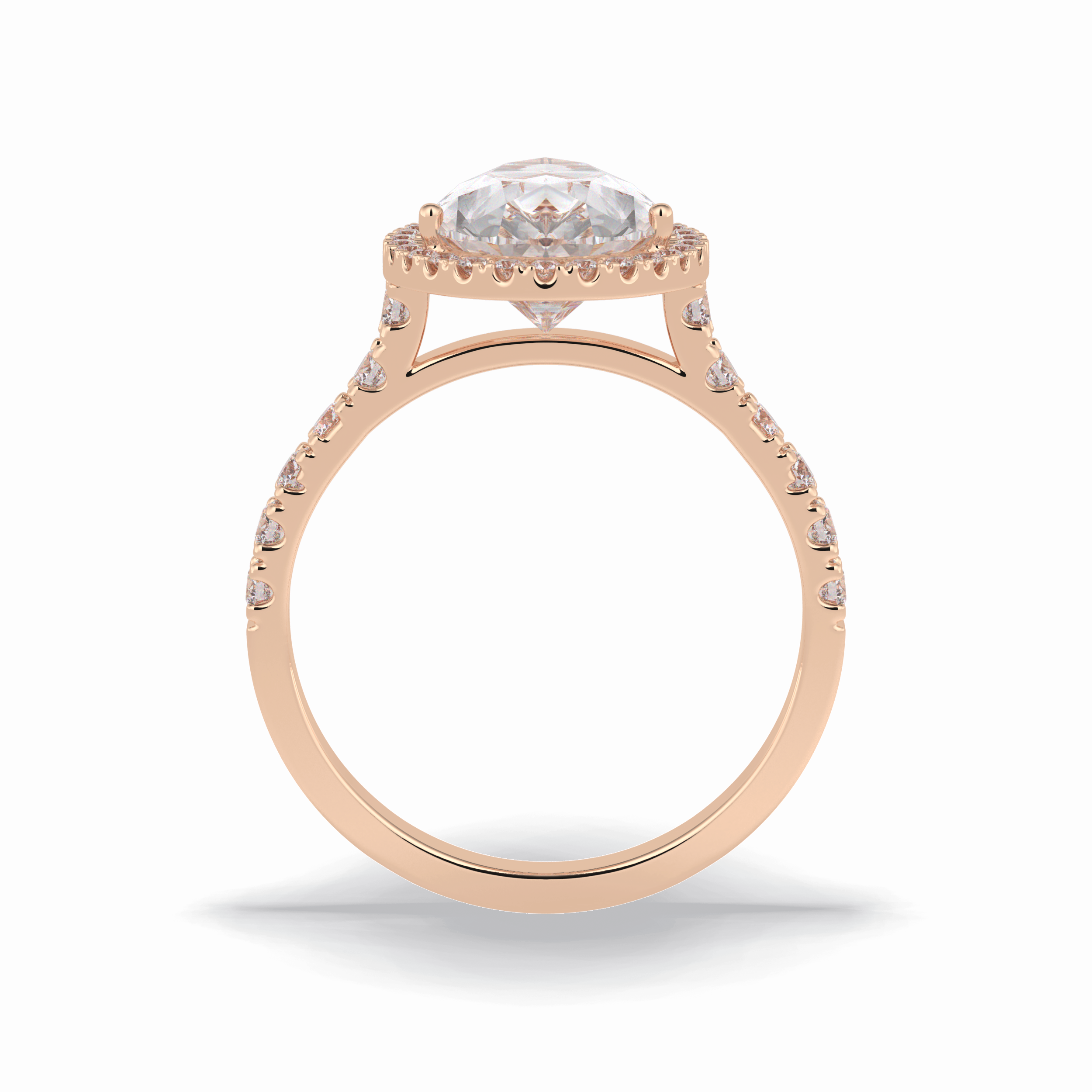 Pear Cut Halo & Pave Lab Grown Diamond Engagement Ring