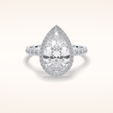 3.07 CT Pear Shaped Halo & Pave Moissanite Engagement Ring
