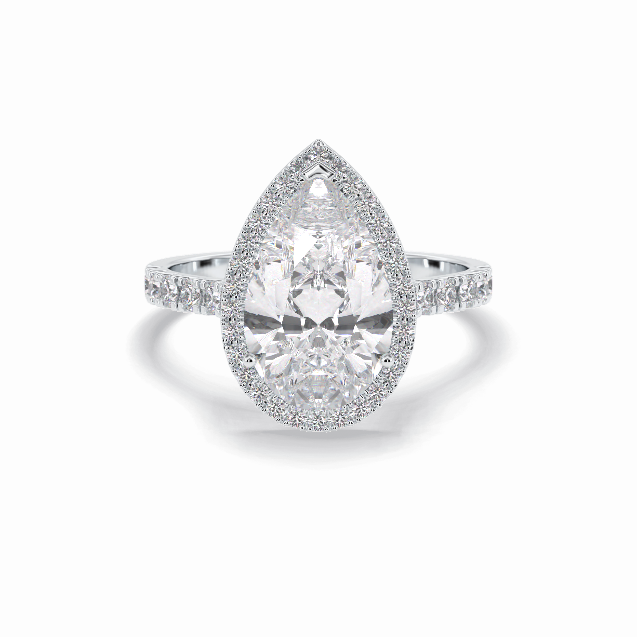 Pear Cut Halo & Pave Lab Grown Diamond Engagement Ring