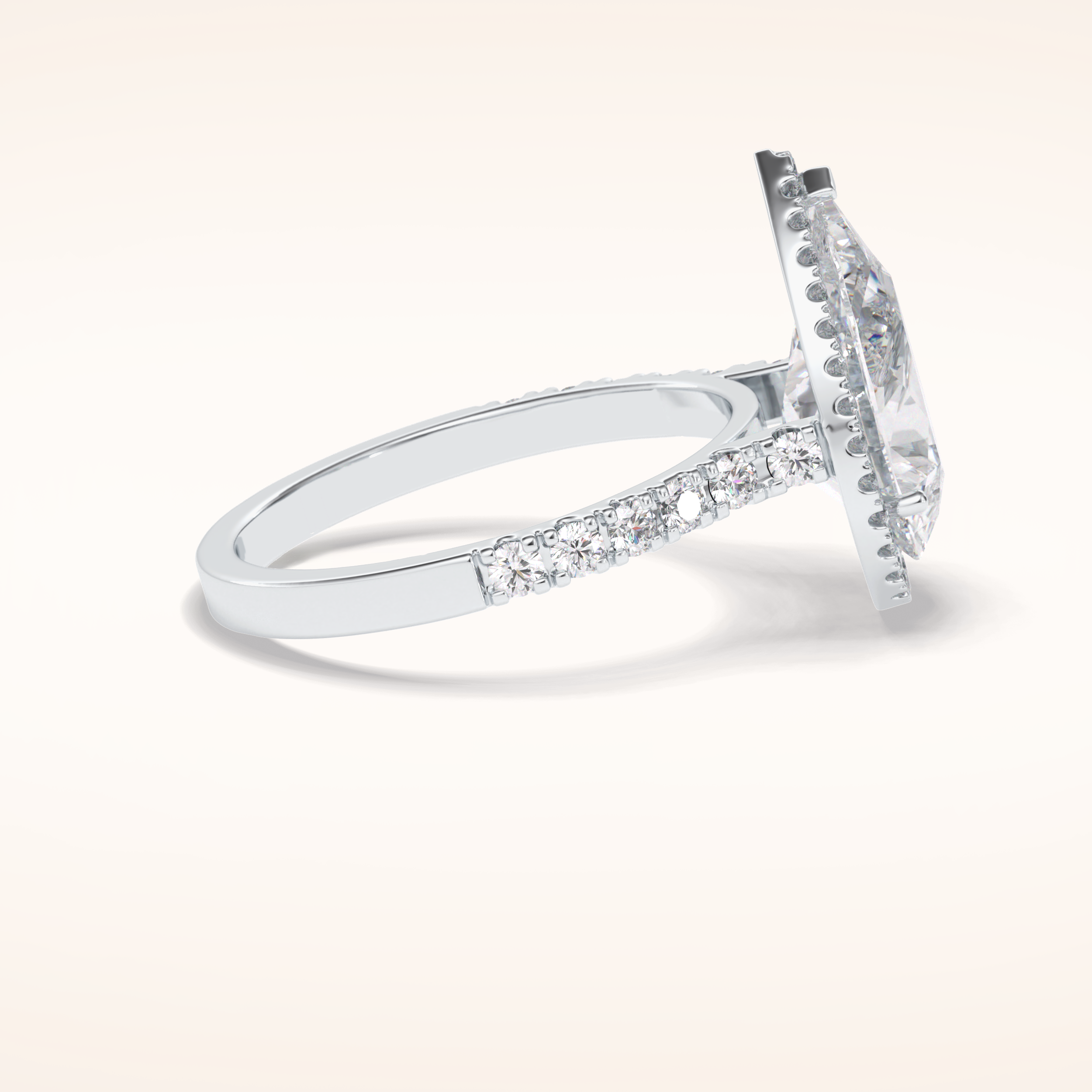 3.07 CT Pear Shaped Halo & Pave Moissanite Engagement Ring