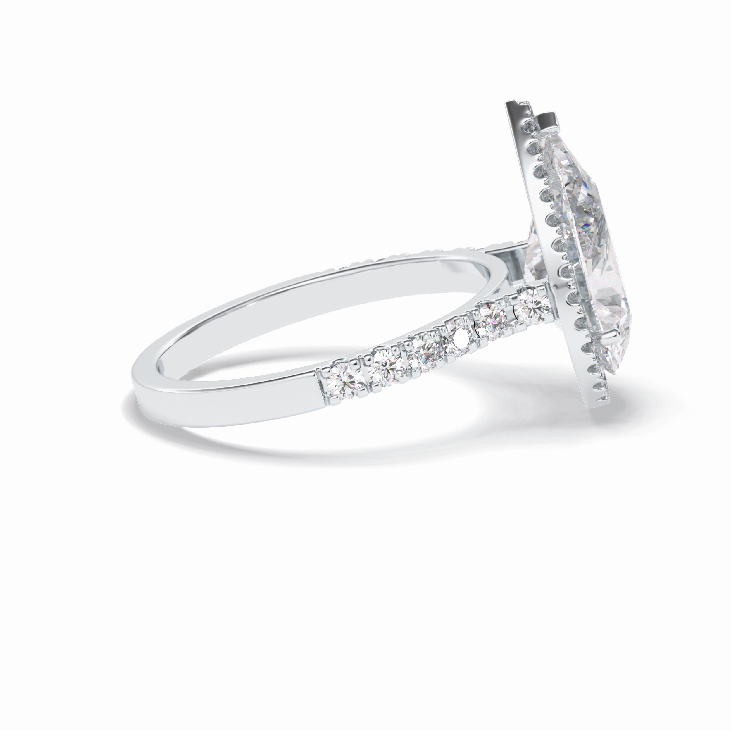 Pear Cut Halo & Pave Lab Grown Diamond Engagement Ring