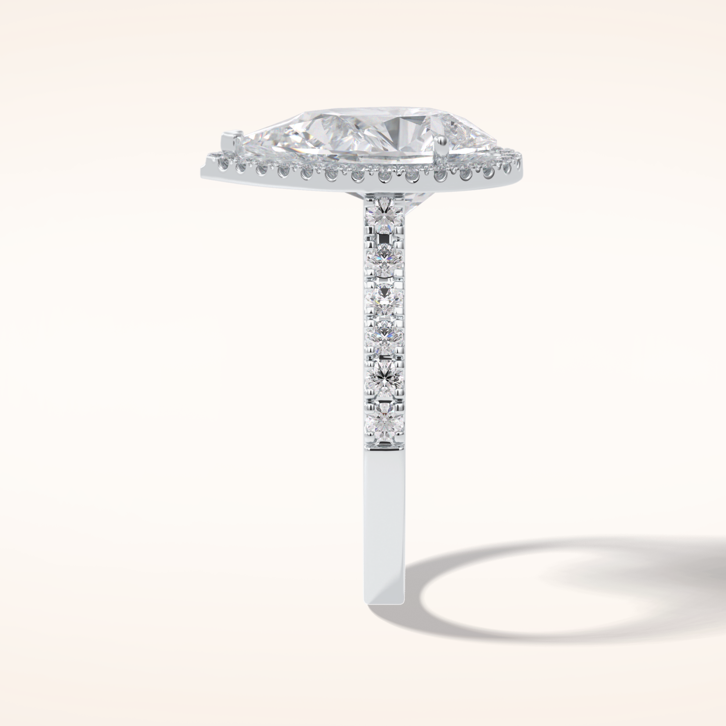 3.07 CT Pear Shaped Halo & Pave Moissanite Engagement Ring