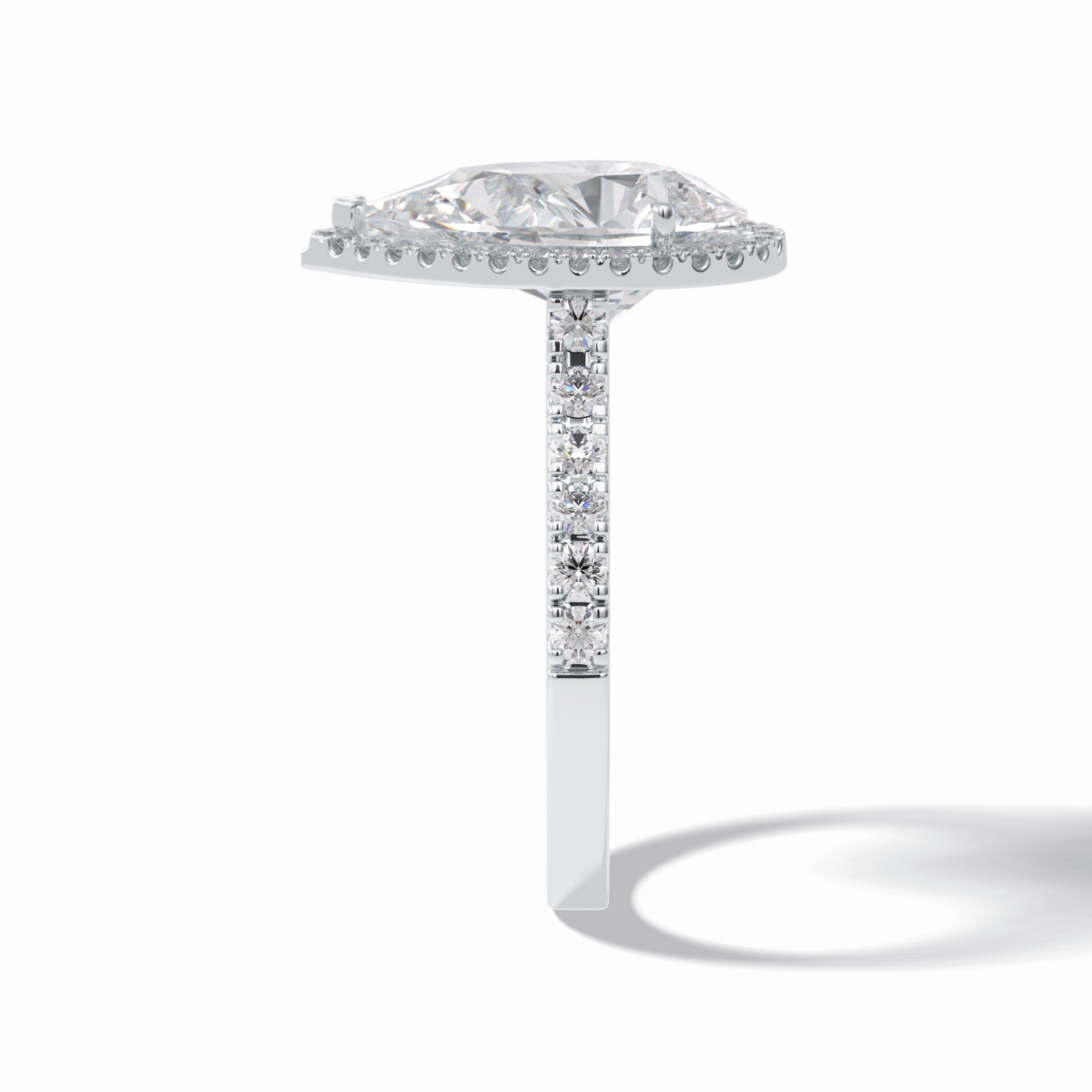Pear Cut Halo & Pave Lab Grown Diamond Engagement Ring