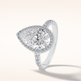 3.07 CT Pear Shaped Halo & Pave Moissanite Engagement Ring
