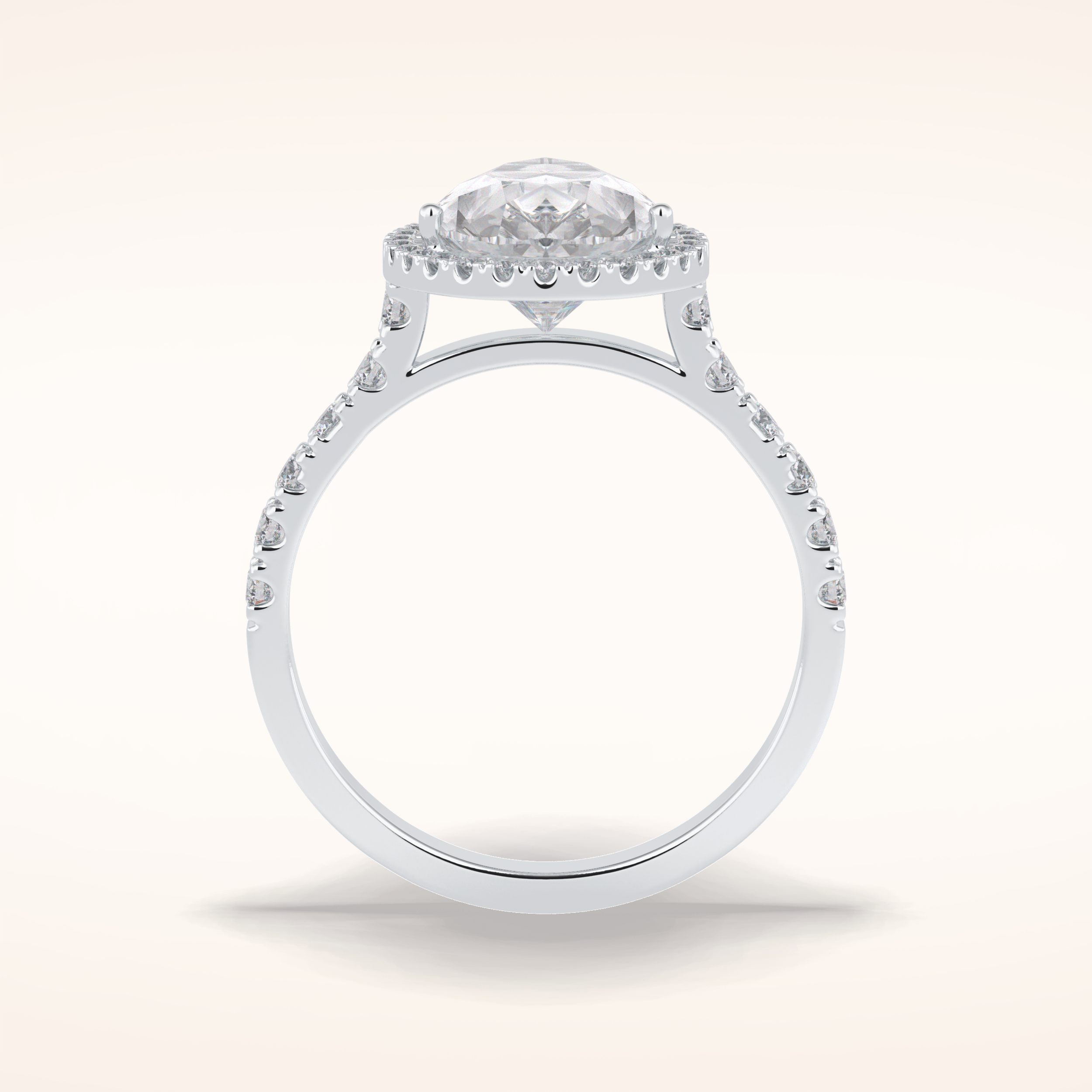 3.07 CT Pear Shaped Halo & Pave Moissanite Engagement Ring
