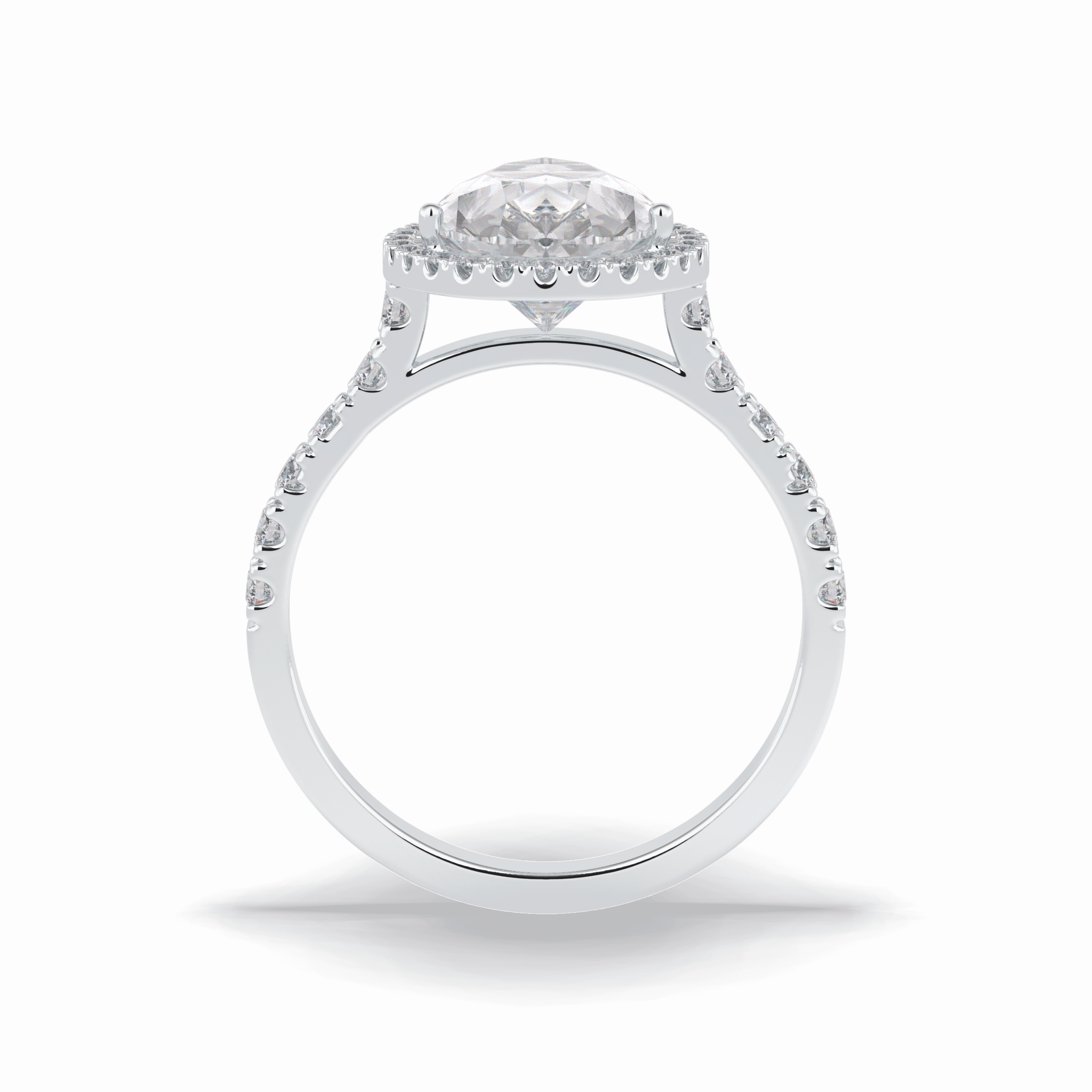 Pear Cut Halo & Pave Lab Grown Diamond Engagement Ring