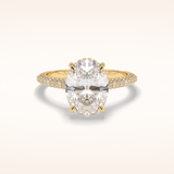3.06 CT Oval Shaped Pave Moissanite Engagement Ring