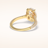 3.06 CT Oval Shaped Pave Moissanite Engagement Ring