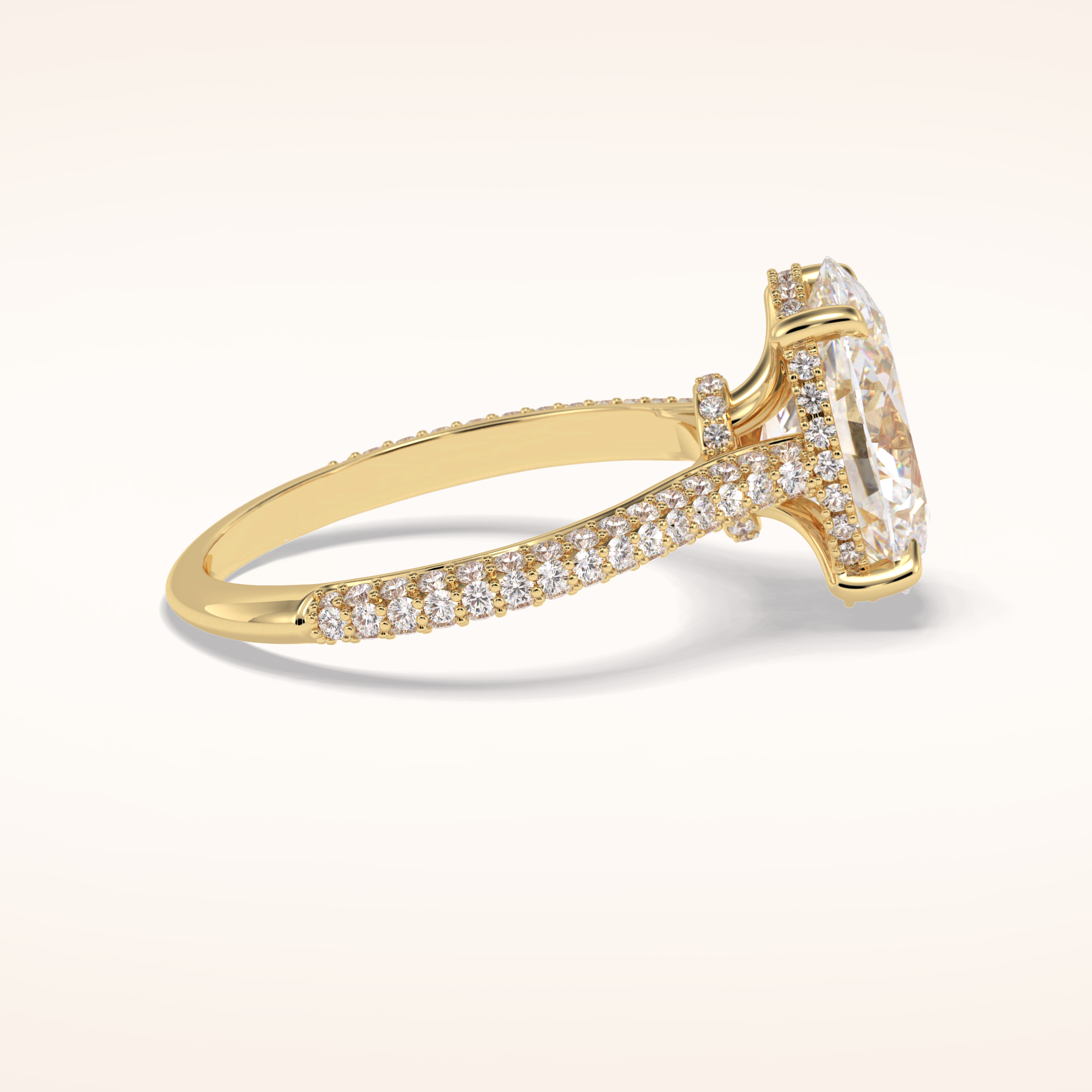 3.06 CT Oval Shaped Pave Moissanite Engagement Ring