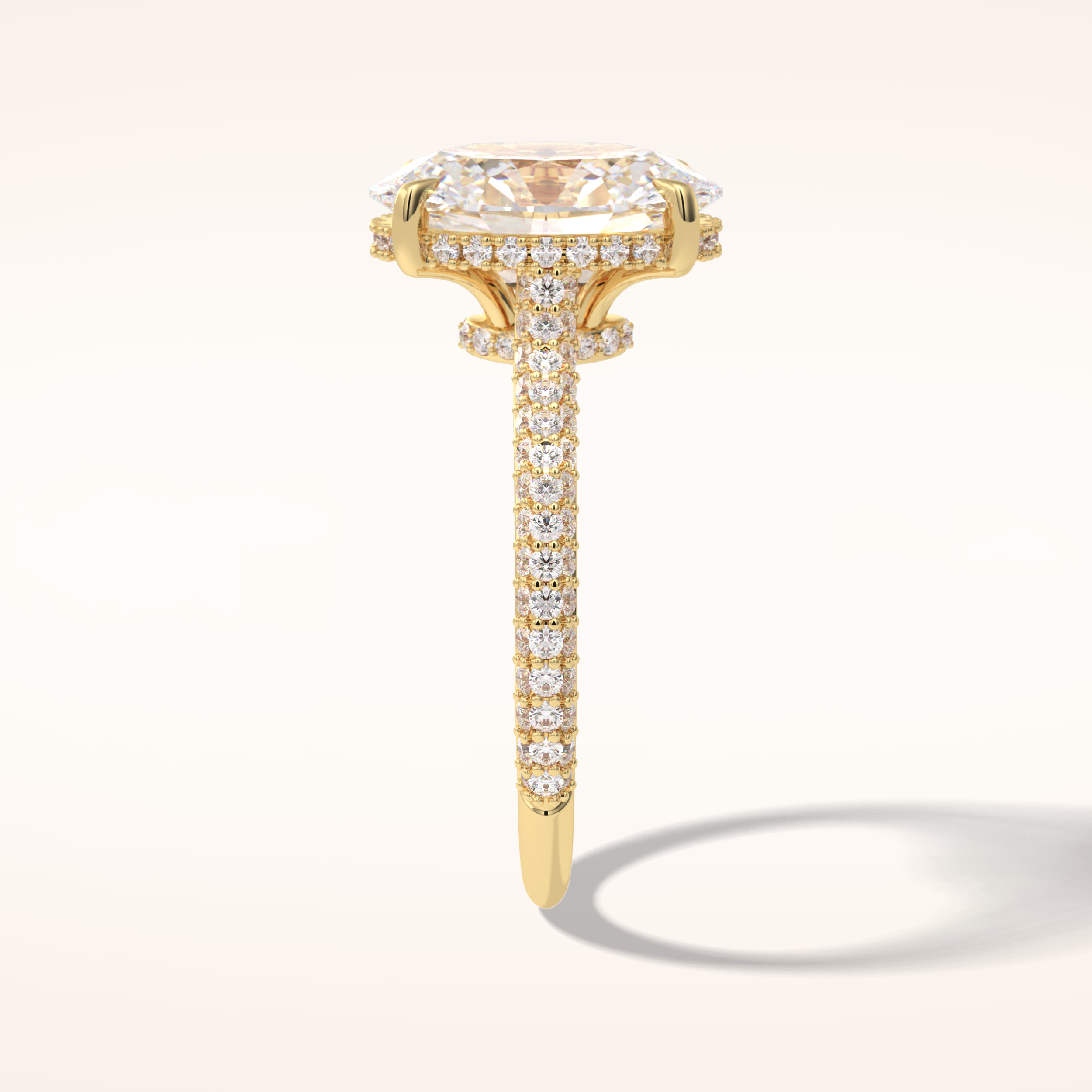 3.06 CT Oval Shaped Pave Moissanite Engagement Ring