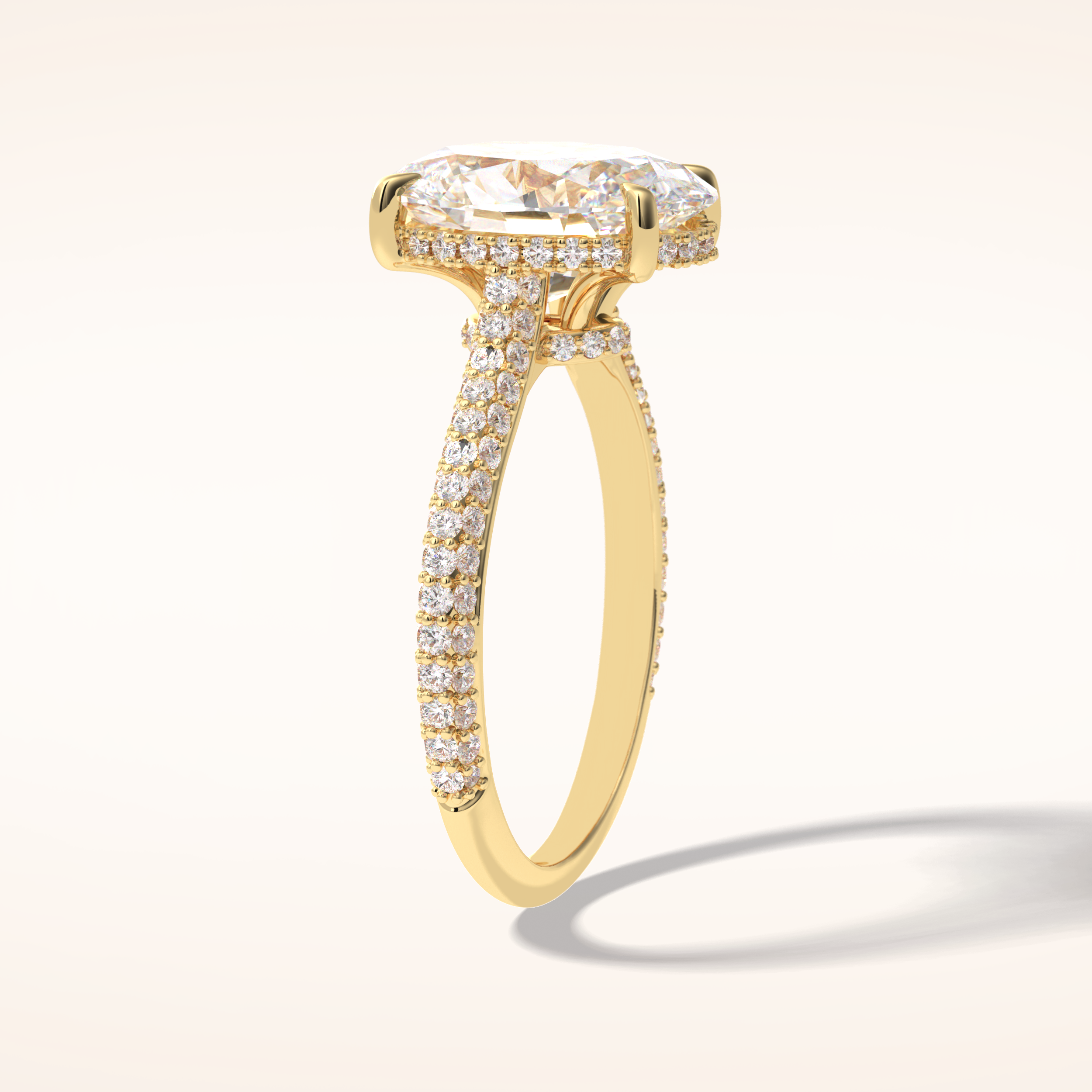 3.06 CT Oval Shaped Pave Moissanite Engagement Ring