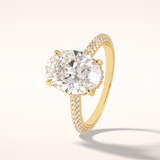 3.06 CT Oval Shaped Pave Moissanite Engagement Ring