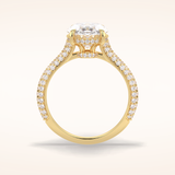 3.06 CT Oval Shaped Pave Moissanite Engagement Ring