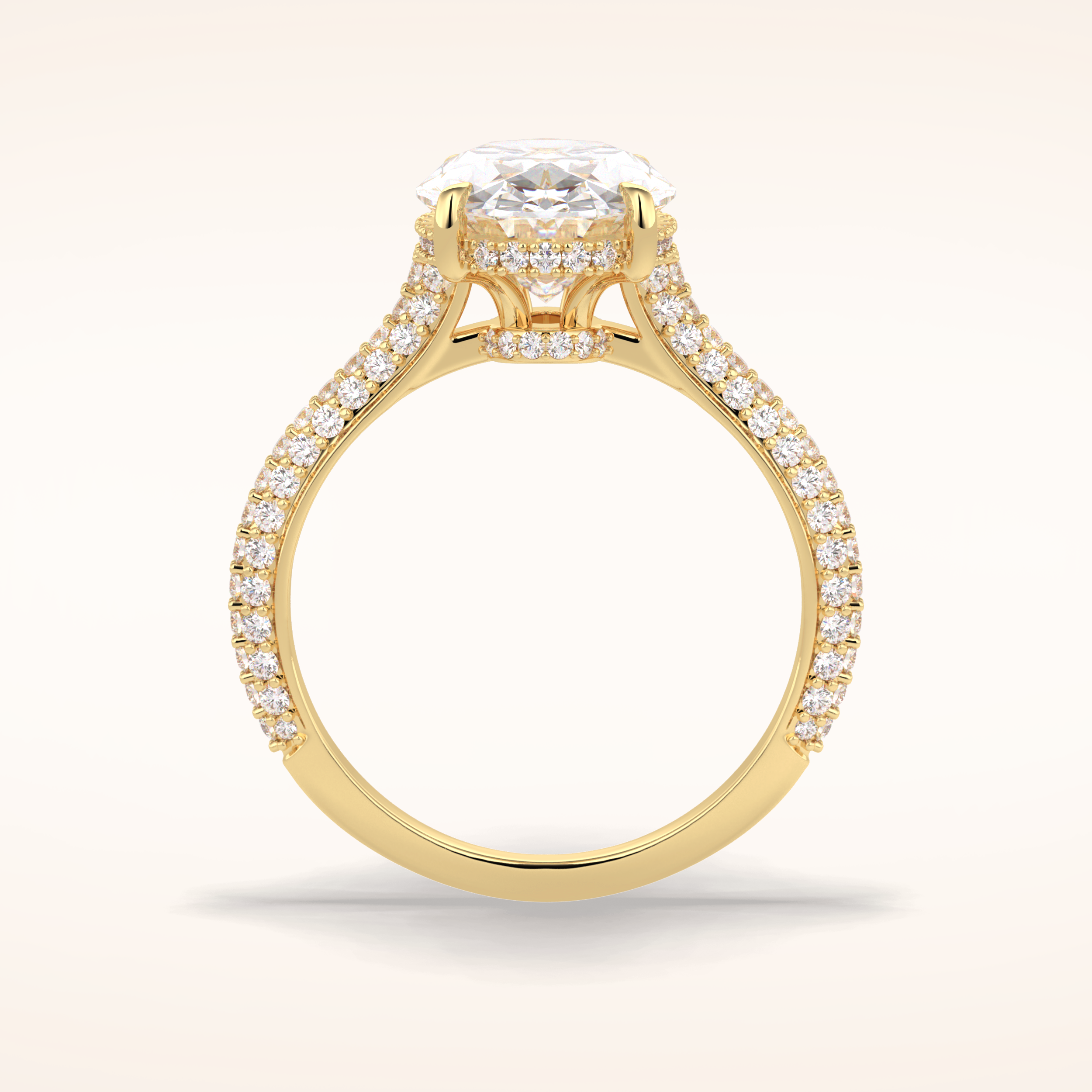 3.06 CT Oval Shaped Pave Moissanite Engagement Ring
