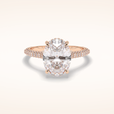 3.06 CT Oval Shaped Pave Moissanite Engagement Ring