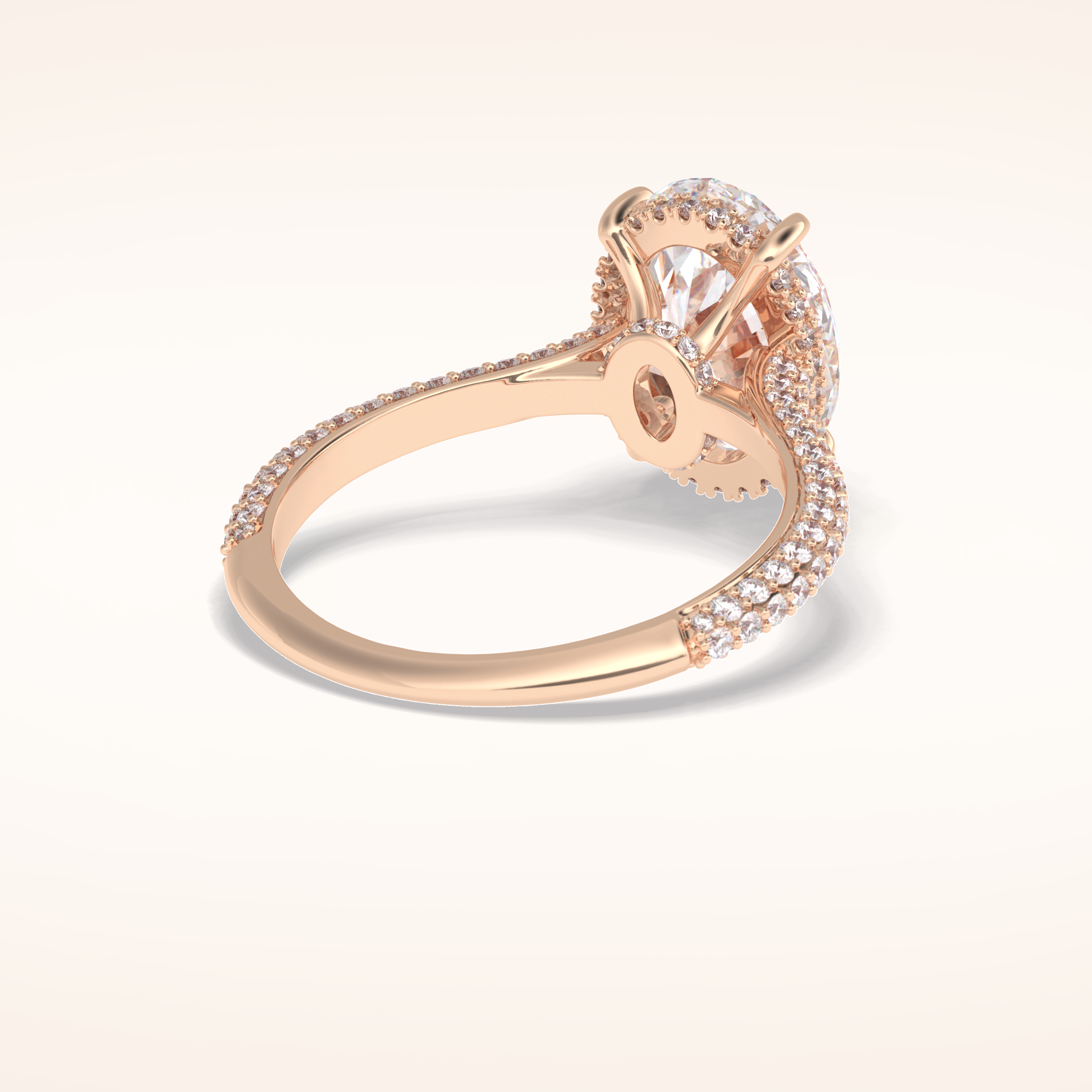 3.06 CT Oval Shaped Pave Moissanite Engagement Ring